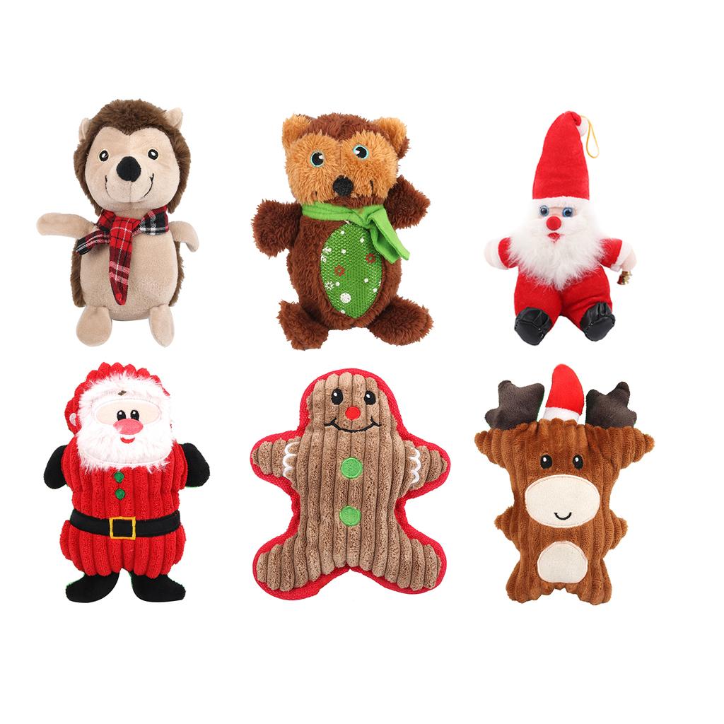 Dog Squeaky Toys Plush Toy Cat Dog Fun Interactive Squeaker Santa Claus