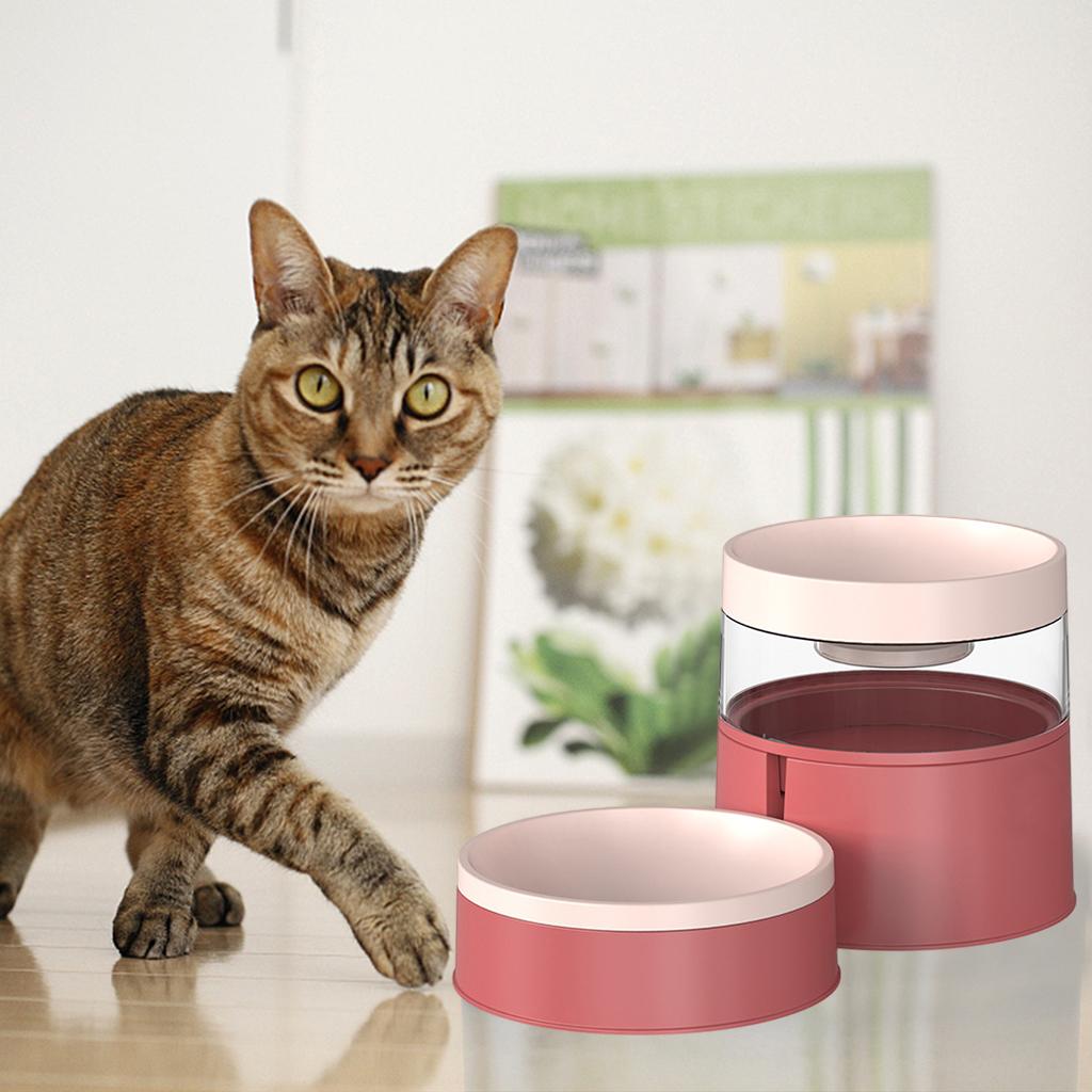 Anti-slip Durable Dog Cat Bowls Automatic Double Feeder for Cat Drinking 1L Pink