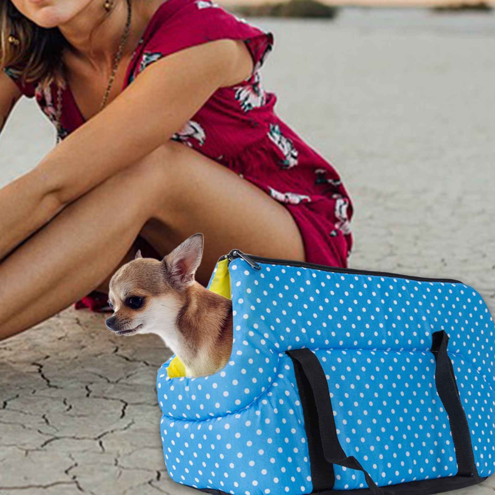 Dog Carrier Bag Cozy Sling Tote Soft Sided for Pet Cat Puppy Big Blue