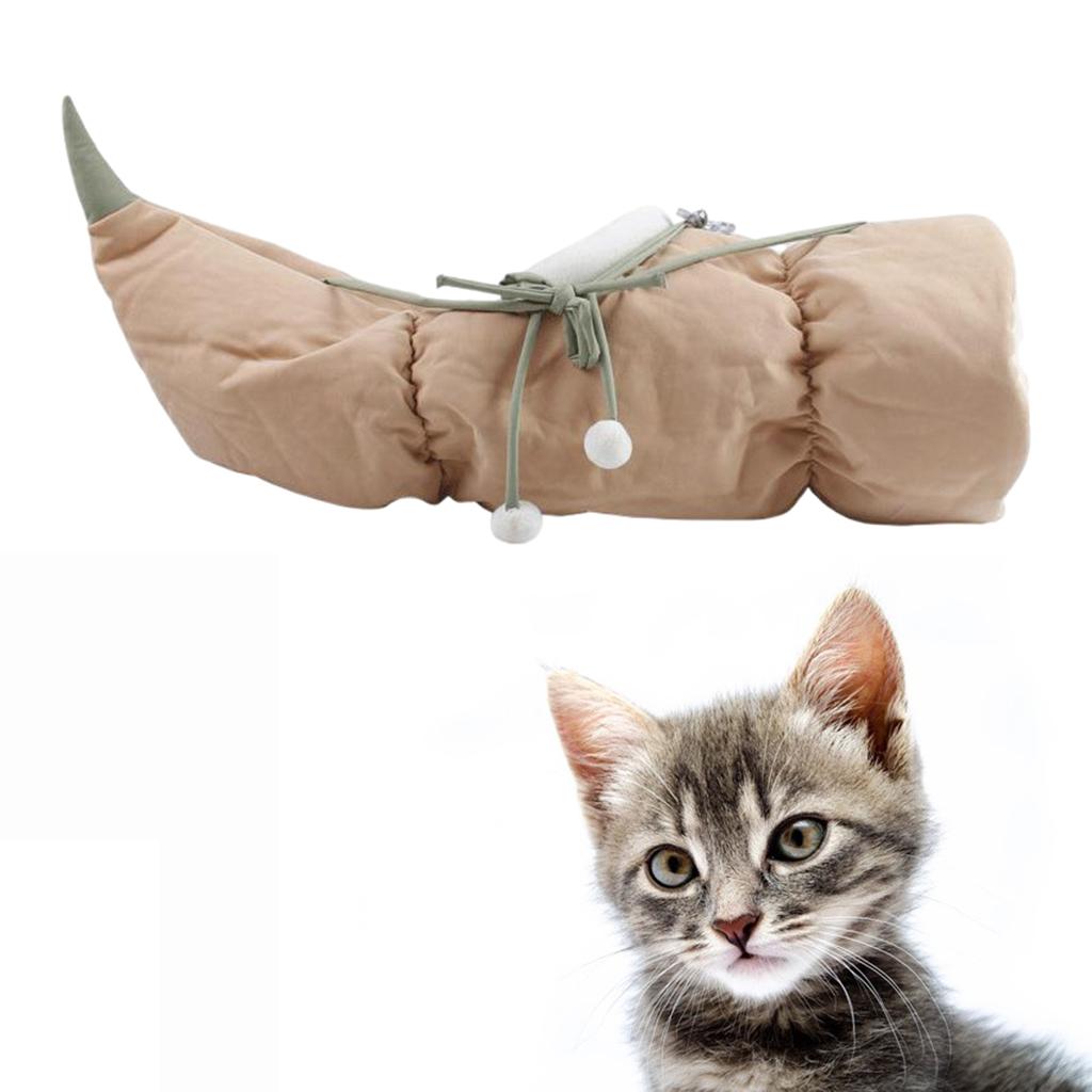 Collapsible Cat Tunnel Bed Pet Sleeping Bag Hanging Hammock for Indoor Home White
