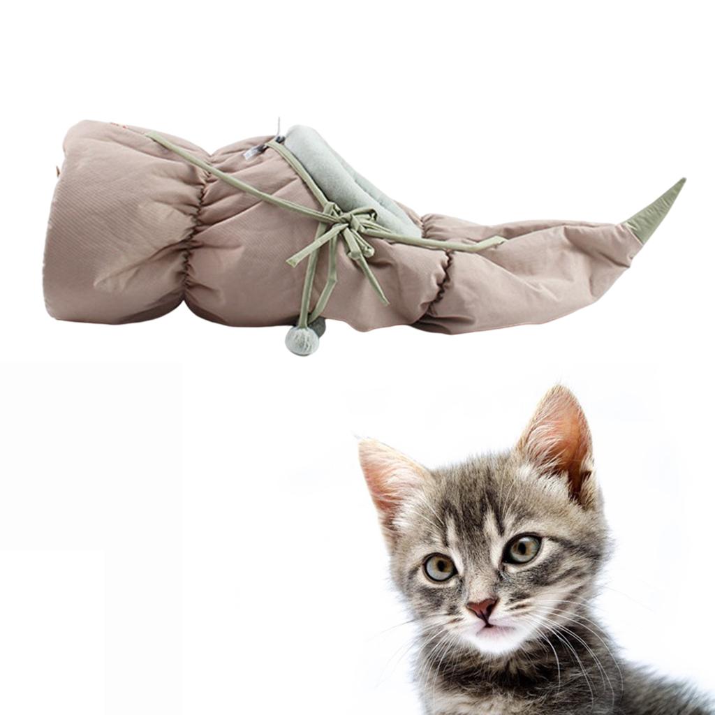 Collapsible Cat Tunnel Bed Pet Sleeping Bag Hanging Hammock for Indoor Home Green