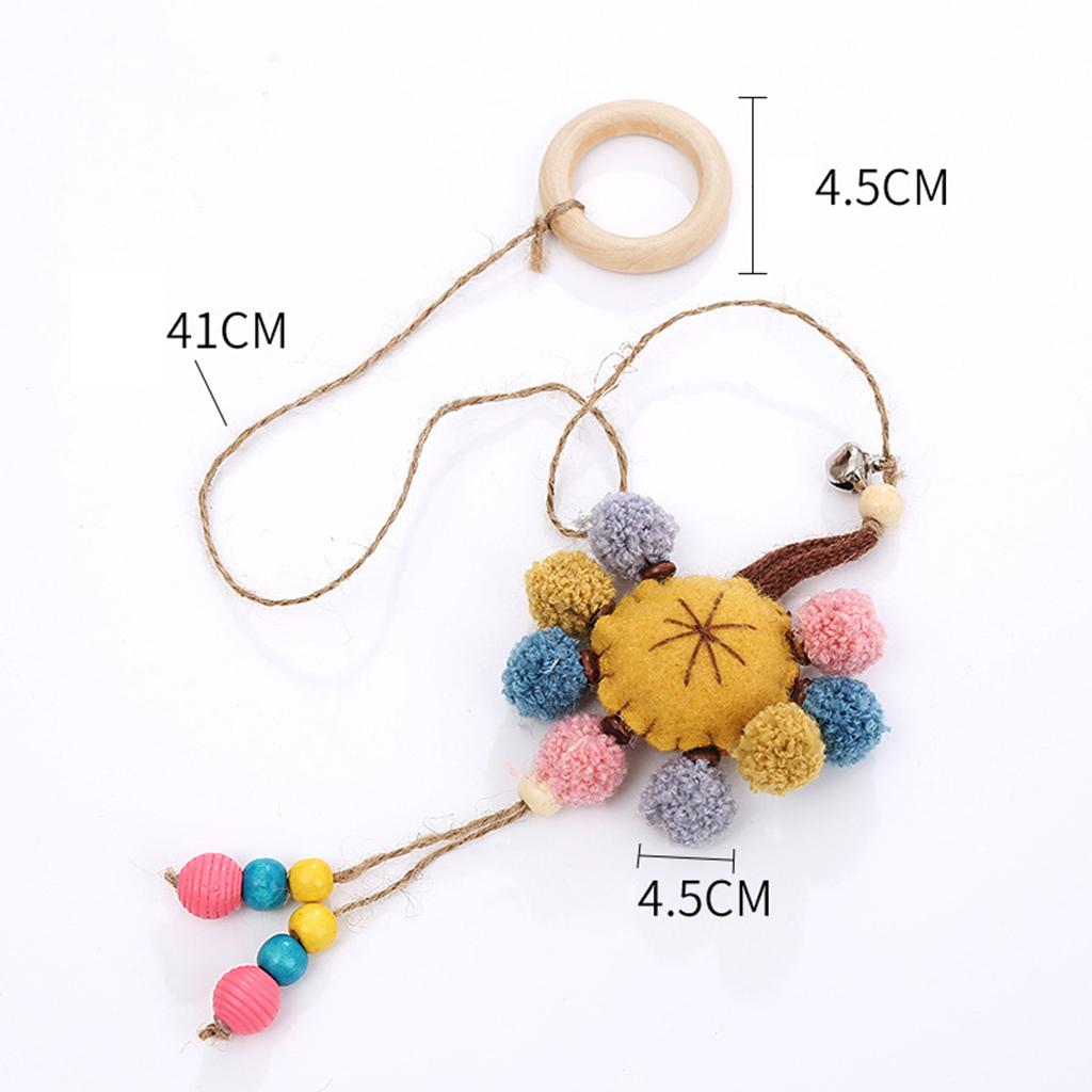 Cat Teaser Toy Funny Interactive Cat Toys Wood Ring Hanging with Bell Flower