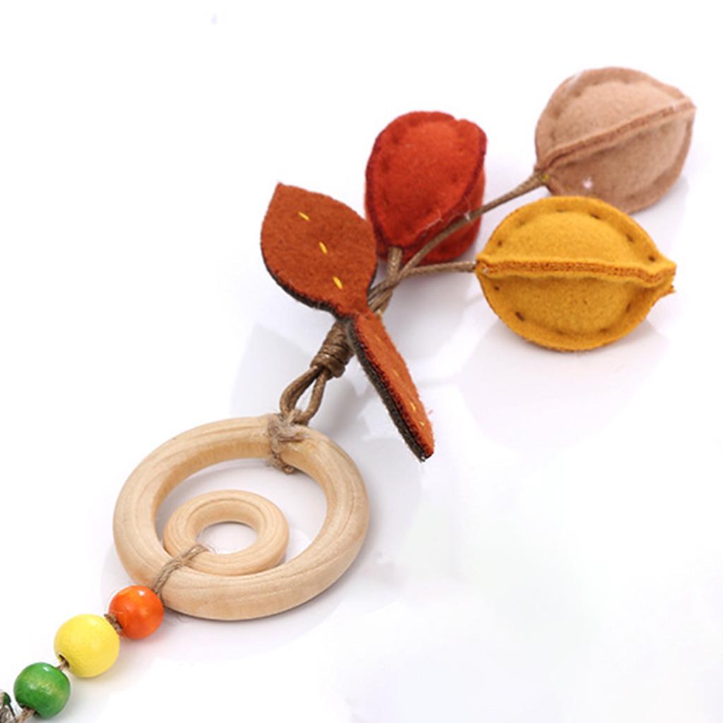 Cat Teaser Toy Funny Interactive Cat Toys Wood Ring Hanging with Bell Fruit