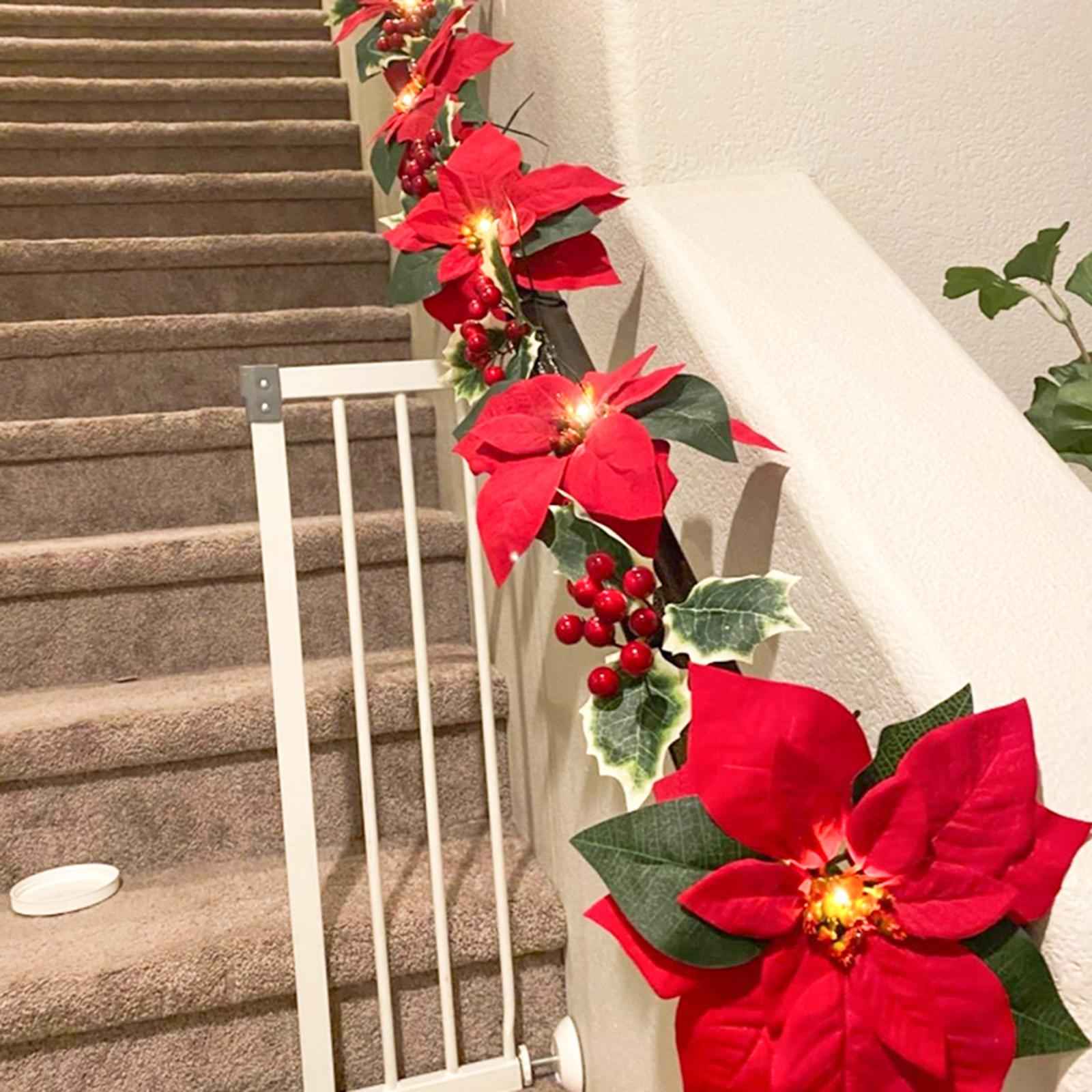 LED Christmas Poinsettia Fairy String lights Flower Garland Christmas Decor 2m 10LED