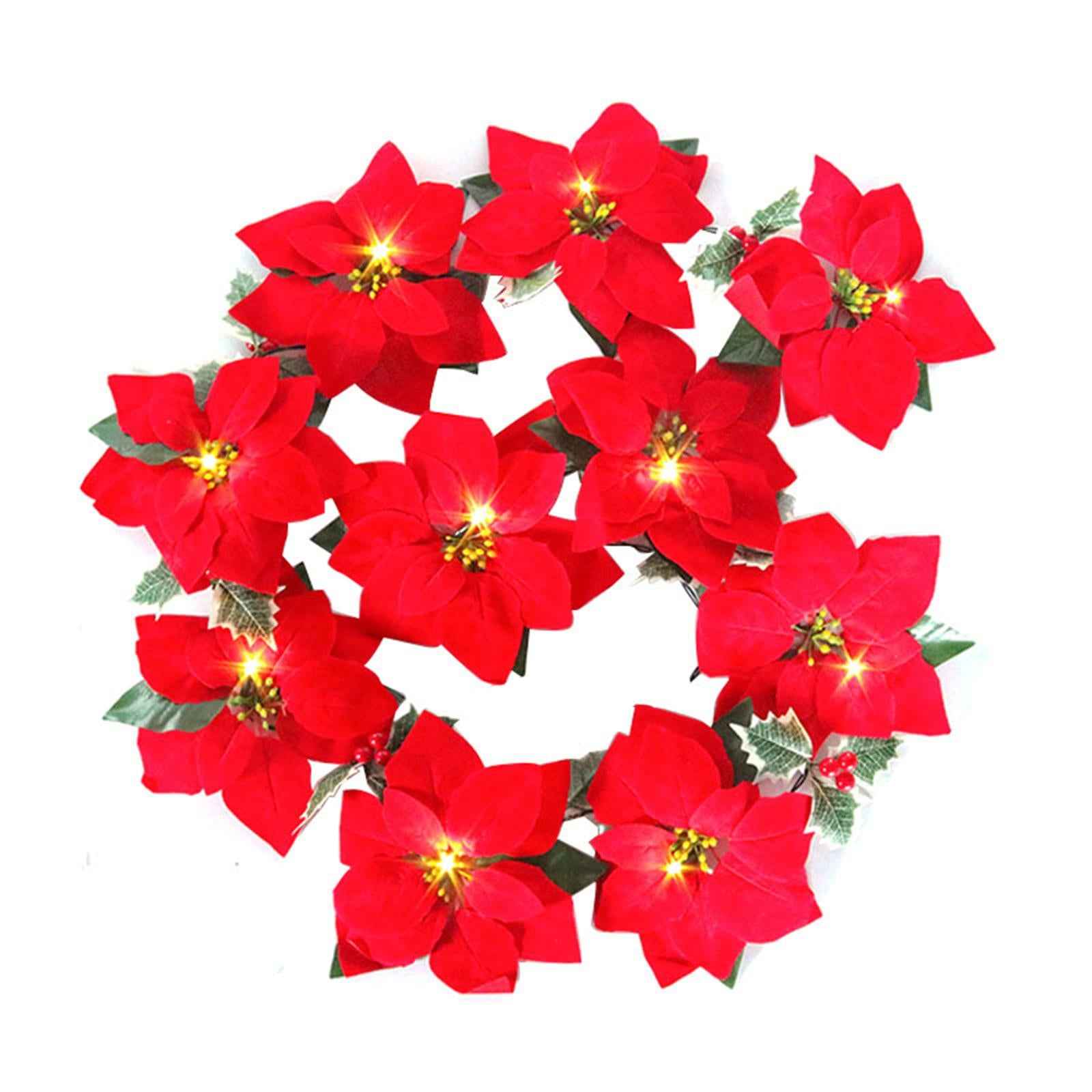 LED Christmas Poinsettia Fairy String lights Flower Garland Christmas Decor 2m 10LED