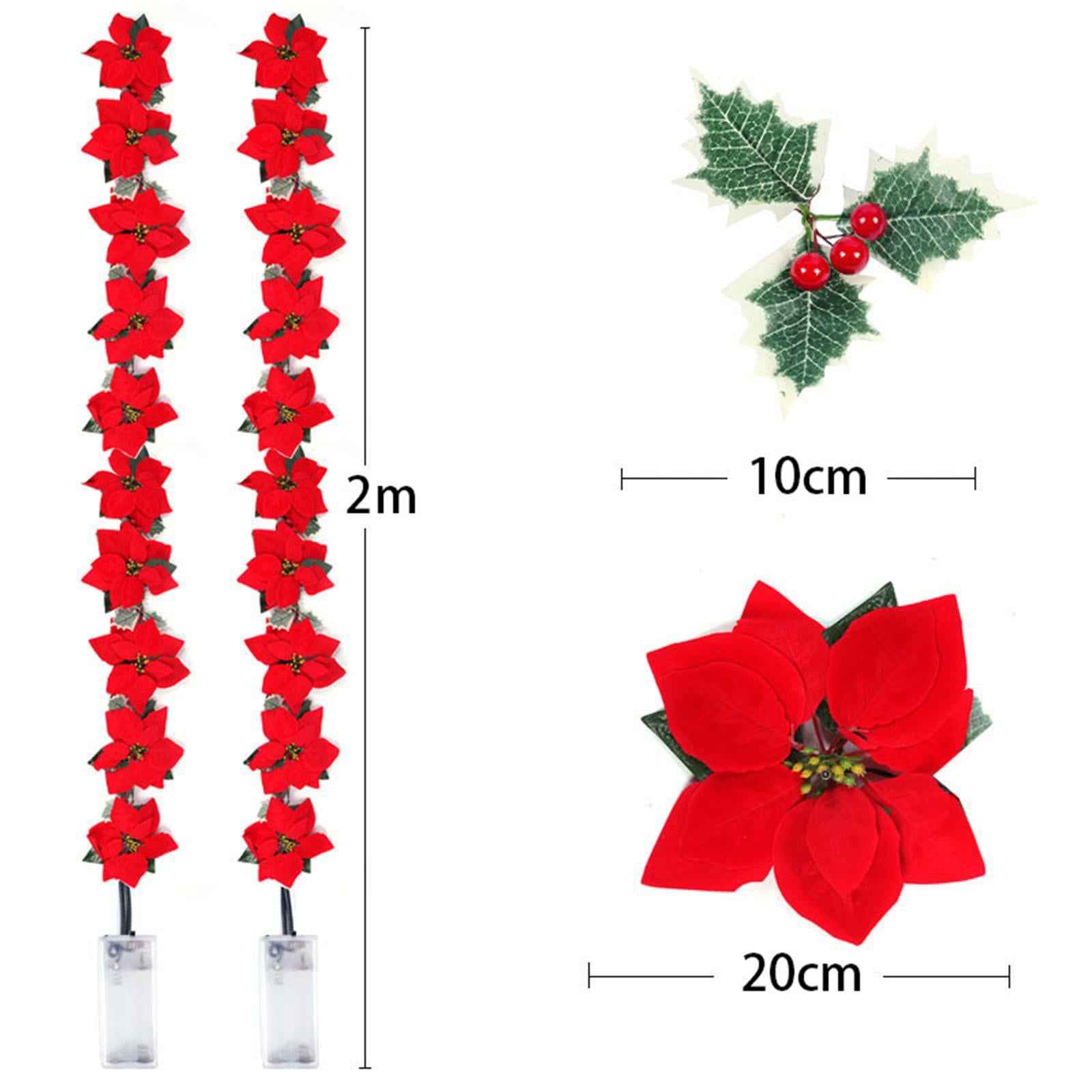 LED Christmas Poinsettia Fairy String lights Flower Garland Christmas Decor 2m 10LED