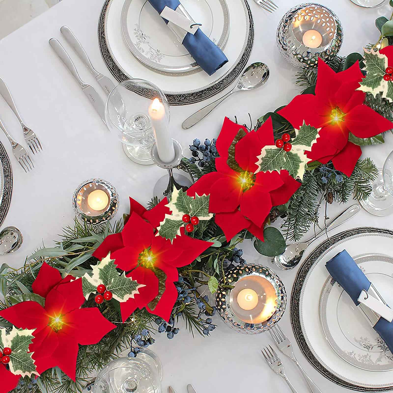 LED Christmas Poinsettia Fairy String lights Flower Garland Christmas Decor 2m 10LED