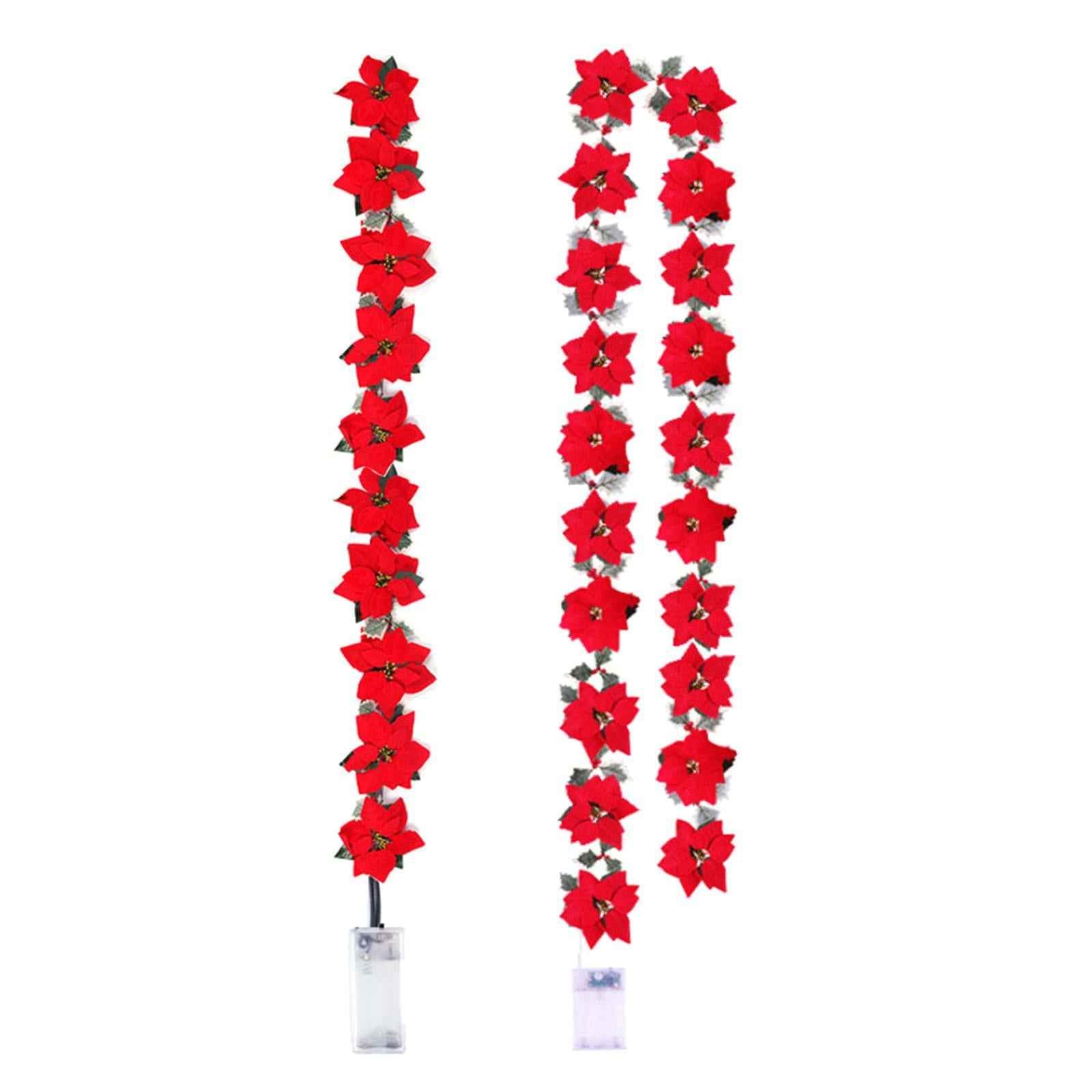 LED Christmas Poinsettia Fairy String lights Flower Garland Christmas Decor 2m 10LED