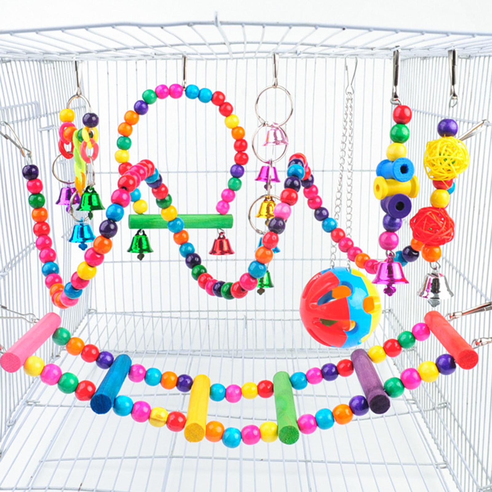 Bird Chewing Toy Pet Supplies Funny Bite Resistant Training Toys Ornaments Wind Chime 6 Pieces