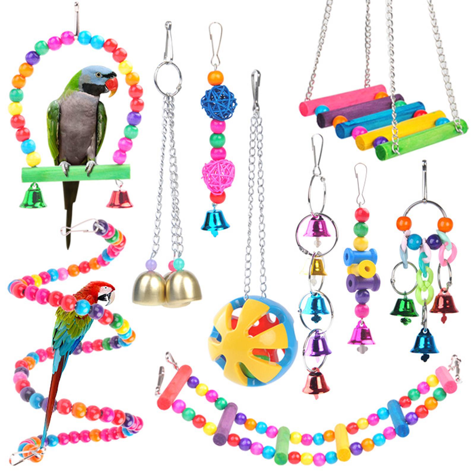 Bird Chewing Toy Pet Supplies Funny Bite Resistant Training Toys Ornaments Wind Chime 6 Pieces