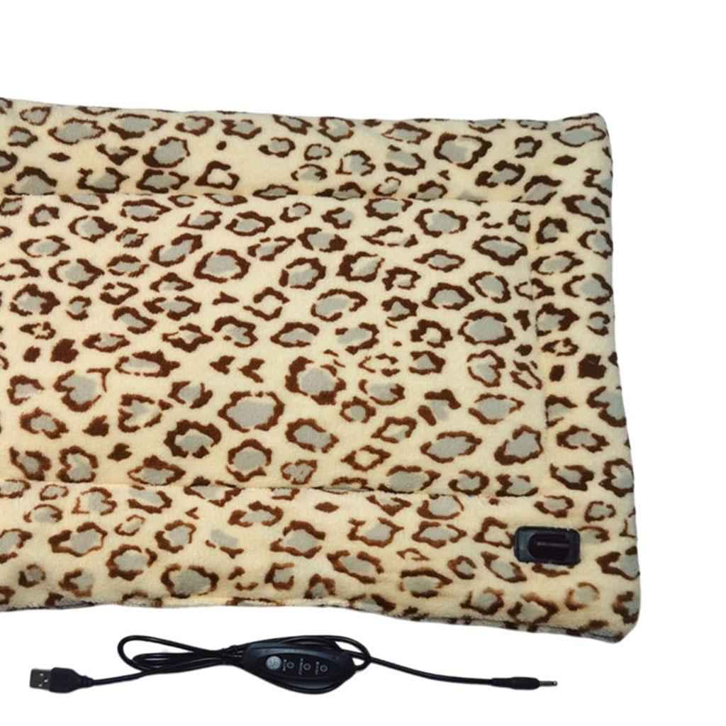 Pet Heating Pad Electric Blanket Heated Mat Warming Bed Three Grade Leopard