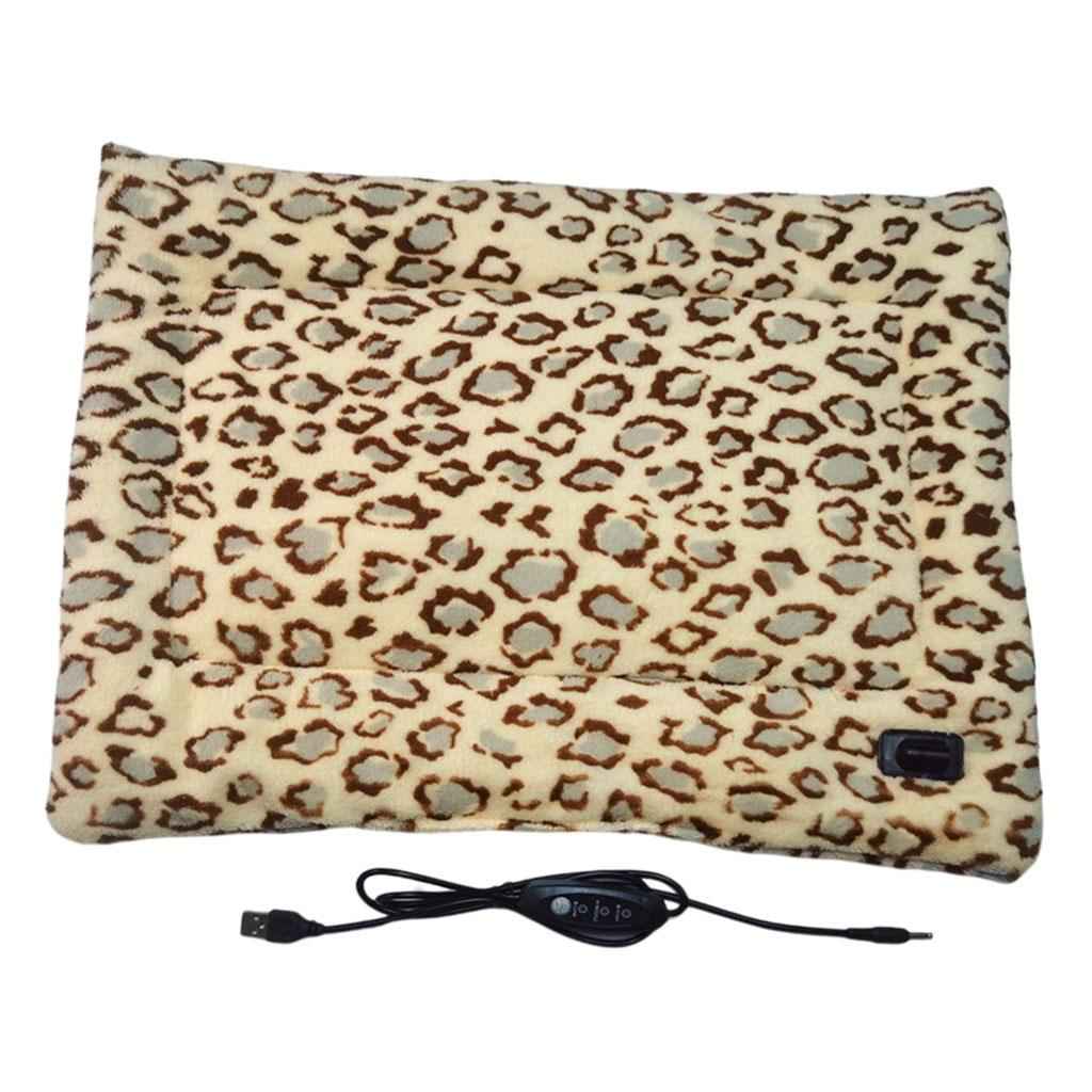 Pet Heating Pad Electric Blanket Heated Mat Warming Bed Three Grade Leopard