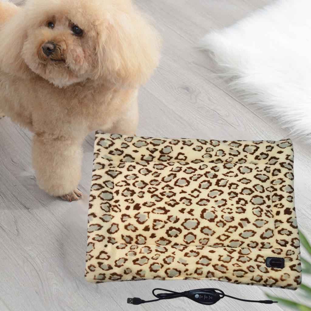 Pet Heating Pad Electric Blanket Heated Mat Warming Bed Three Grade Leopard