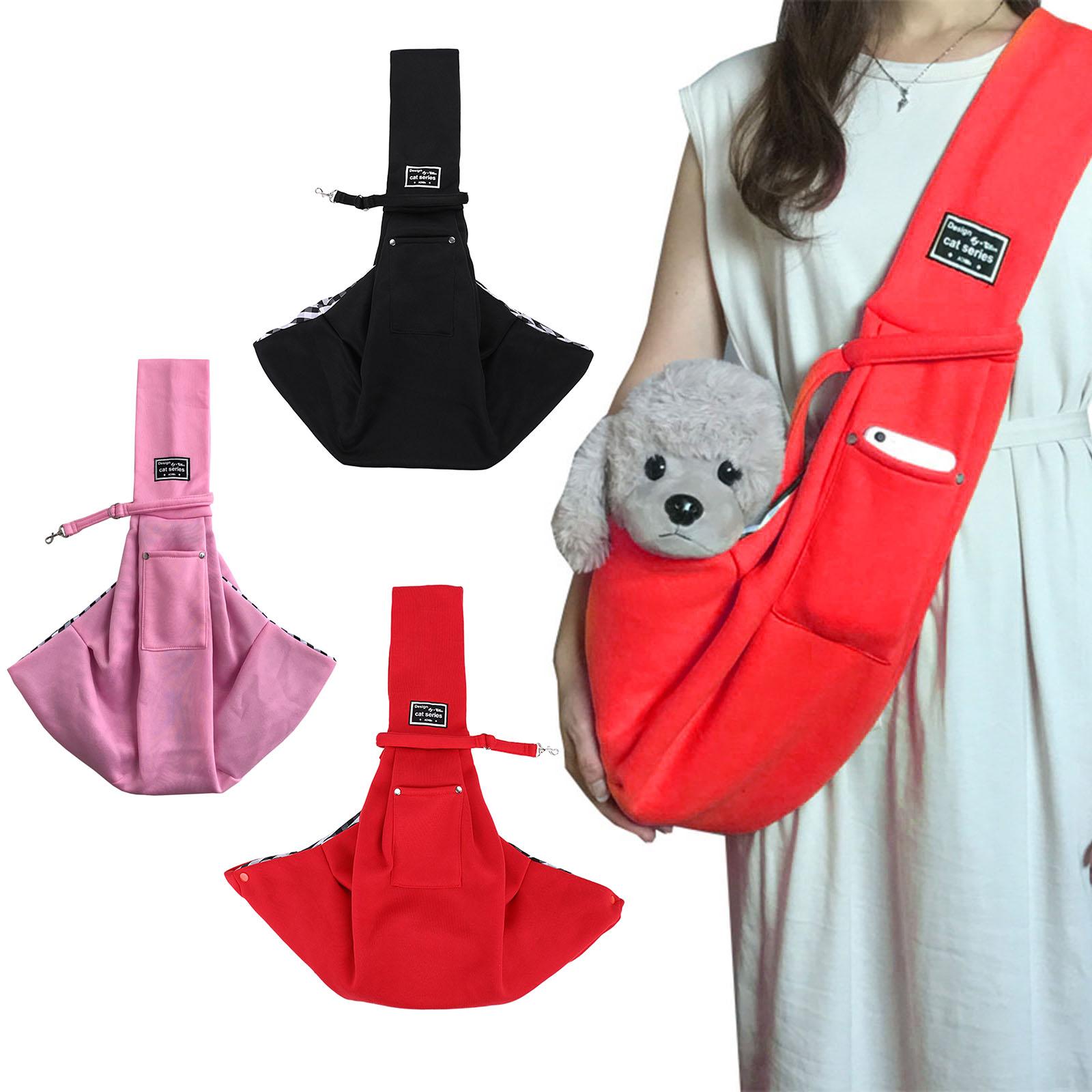 Dog Carrier Cats Pouch Carrying Pet Sling Bag for Outdoor Hiking Black