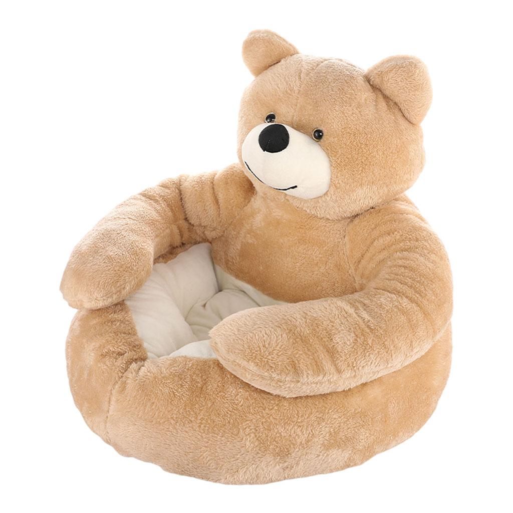Bear Hug Cat Dog House Bed Kitten Pet Soft Fleece Puppy Cosy Kitten Bed Sofa Khaki 60cm