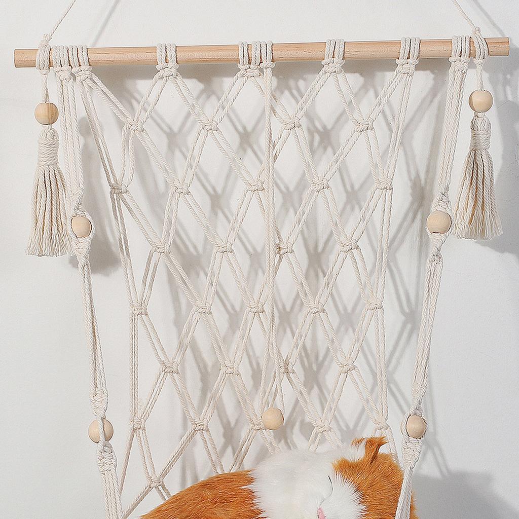 Cat Hammock Bed Macrame Swing Comfy Home Decor Soft Tassel Cats Plant Basket