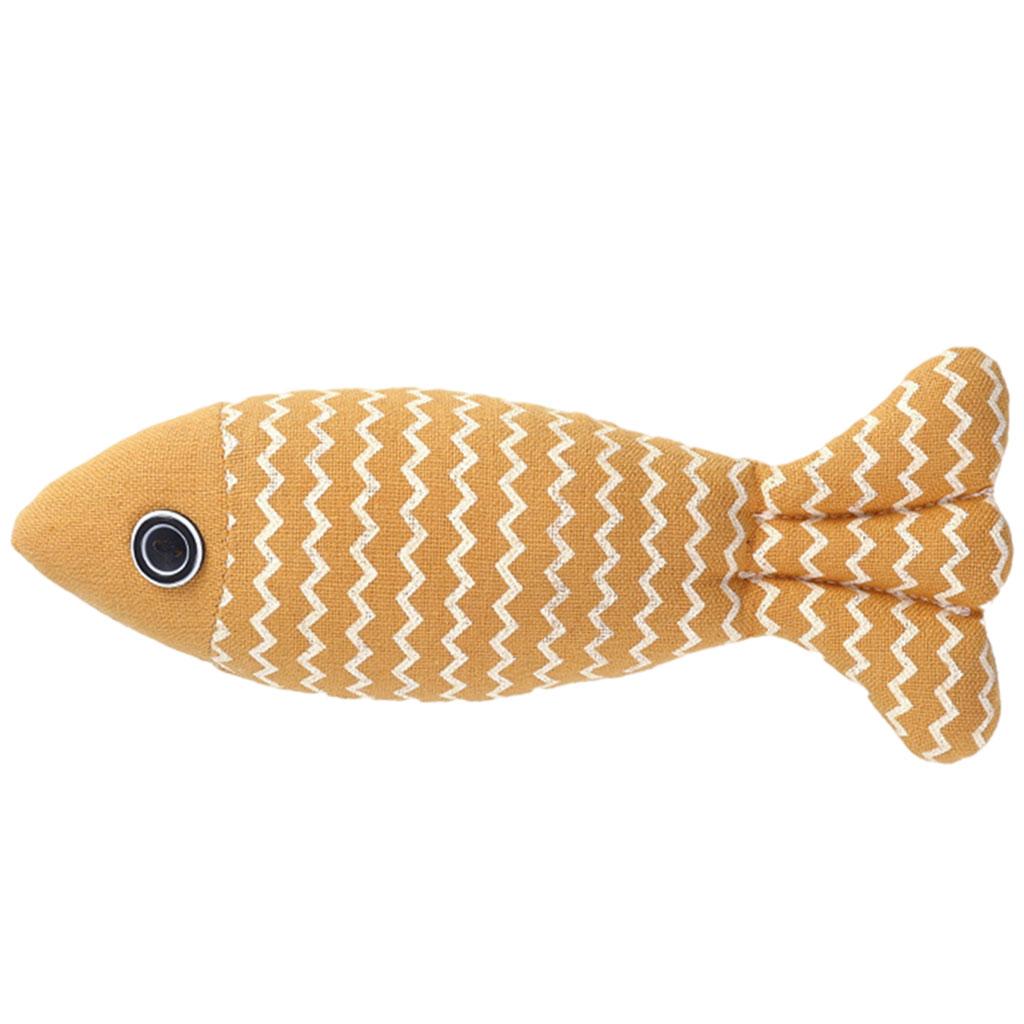 Cat Teaser Fish Throw Pillow Teeth Cleaning Toy Vivid for Indoor Yellow