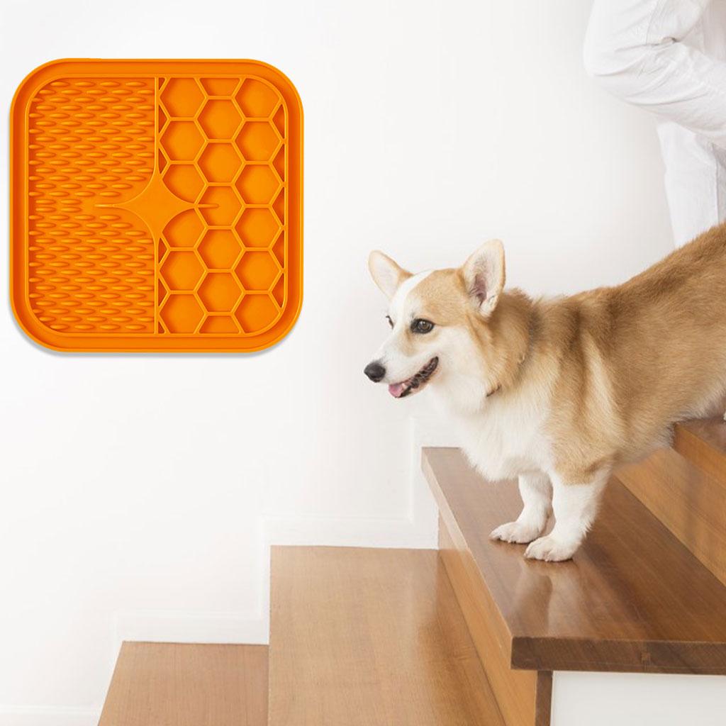Dog Lick Pad Mat Dispenser Slow Feeder Anxiety Reducer S Orange