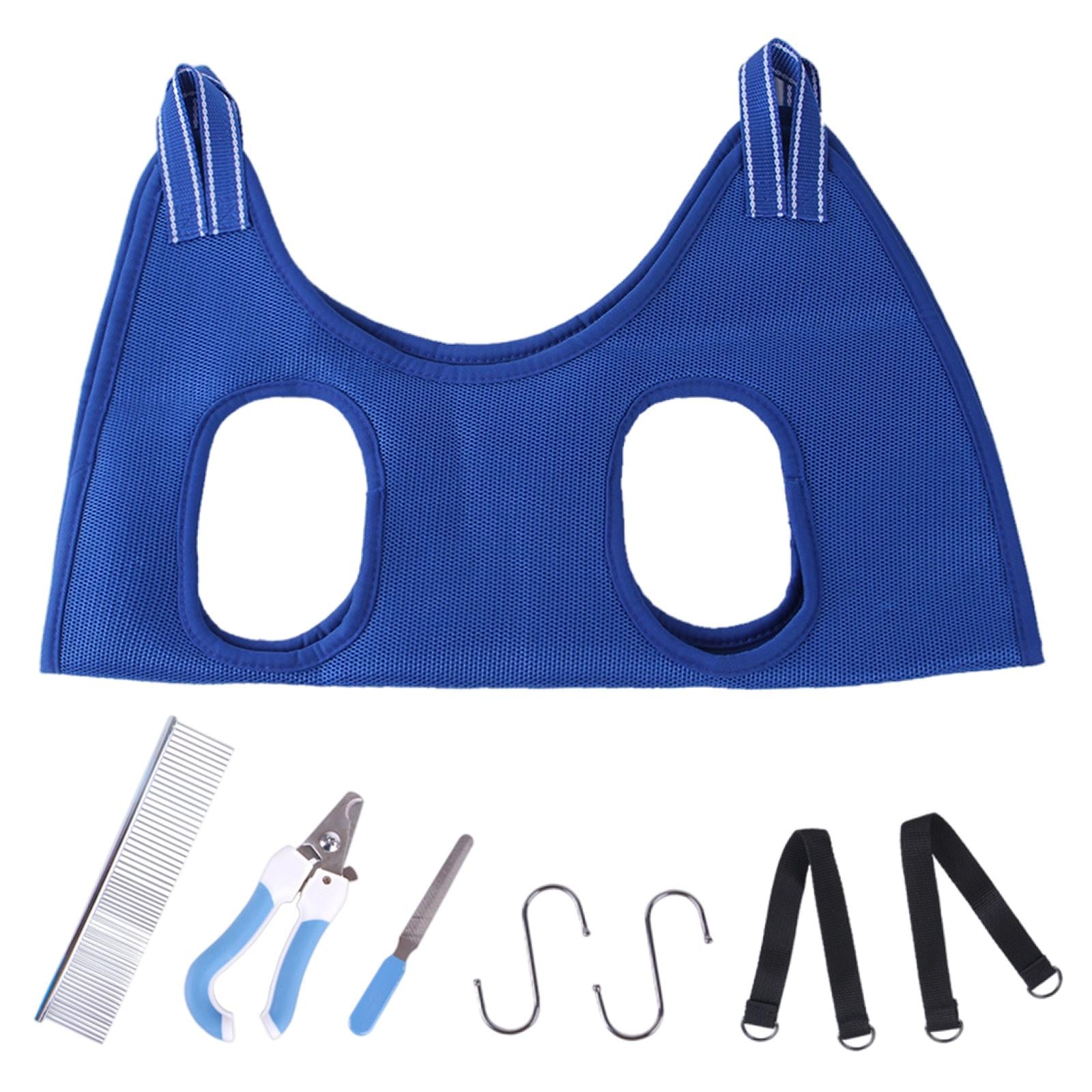 Breathable Pet Grooming Hammock Helper Restraint Bag Cats Examine Blue M