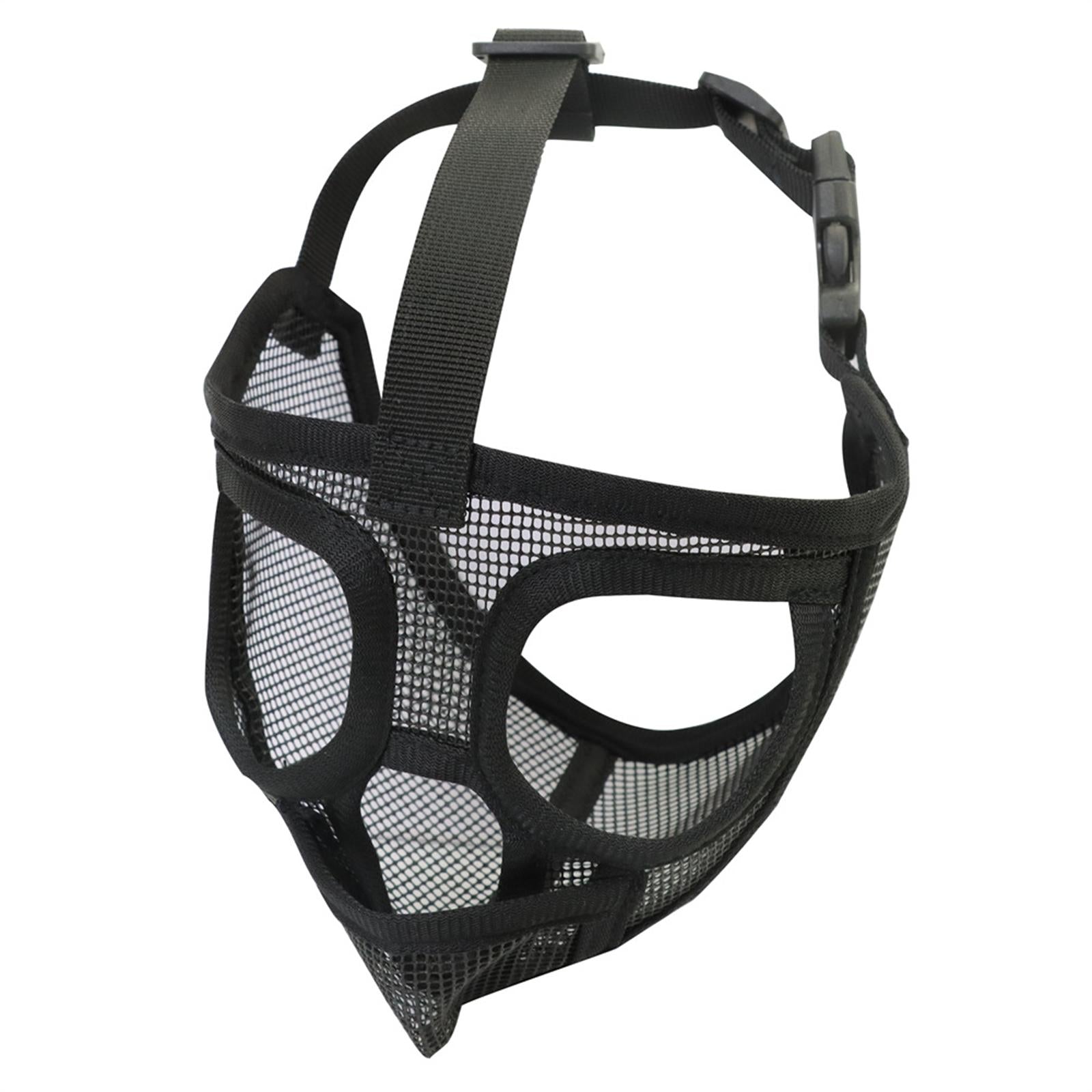 Adjustable Pet Dog Mask Anti Bark Bite Chewing Mesh Mouth Muzzle Grooming Tongue Out Black M