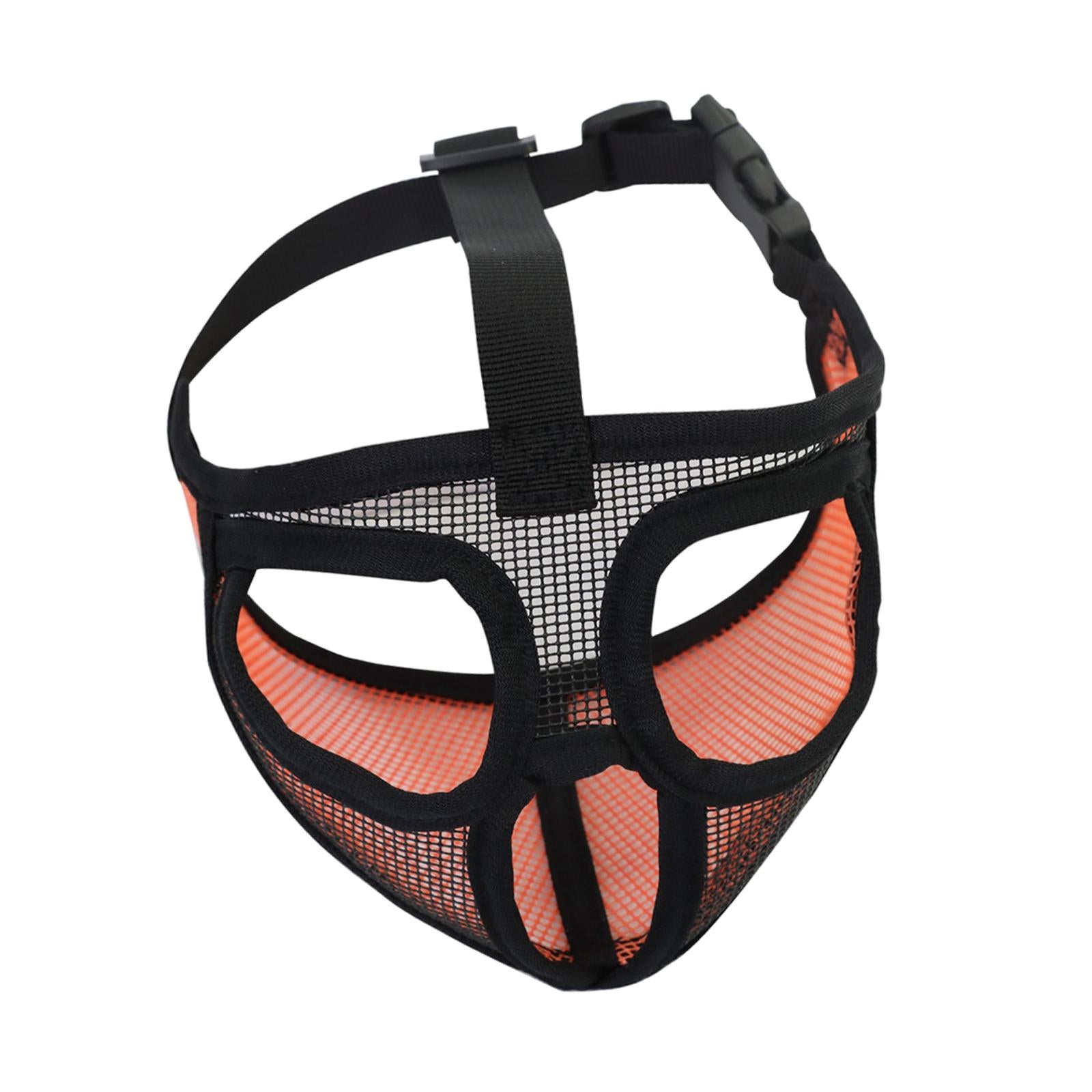Adjustable Pet Dog Mask Anti Bark Bite Chewing Mesh Mouth Muzzle Grooming Full Mesh Orange S