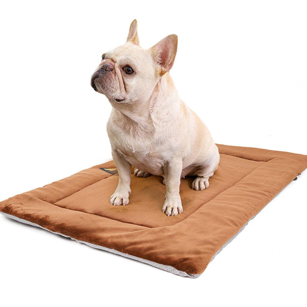 Dog Bed Mat Blanket Pet Crate Cushion Home Travel Puppy Kitten Sleeping Pad Brown S