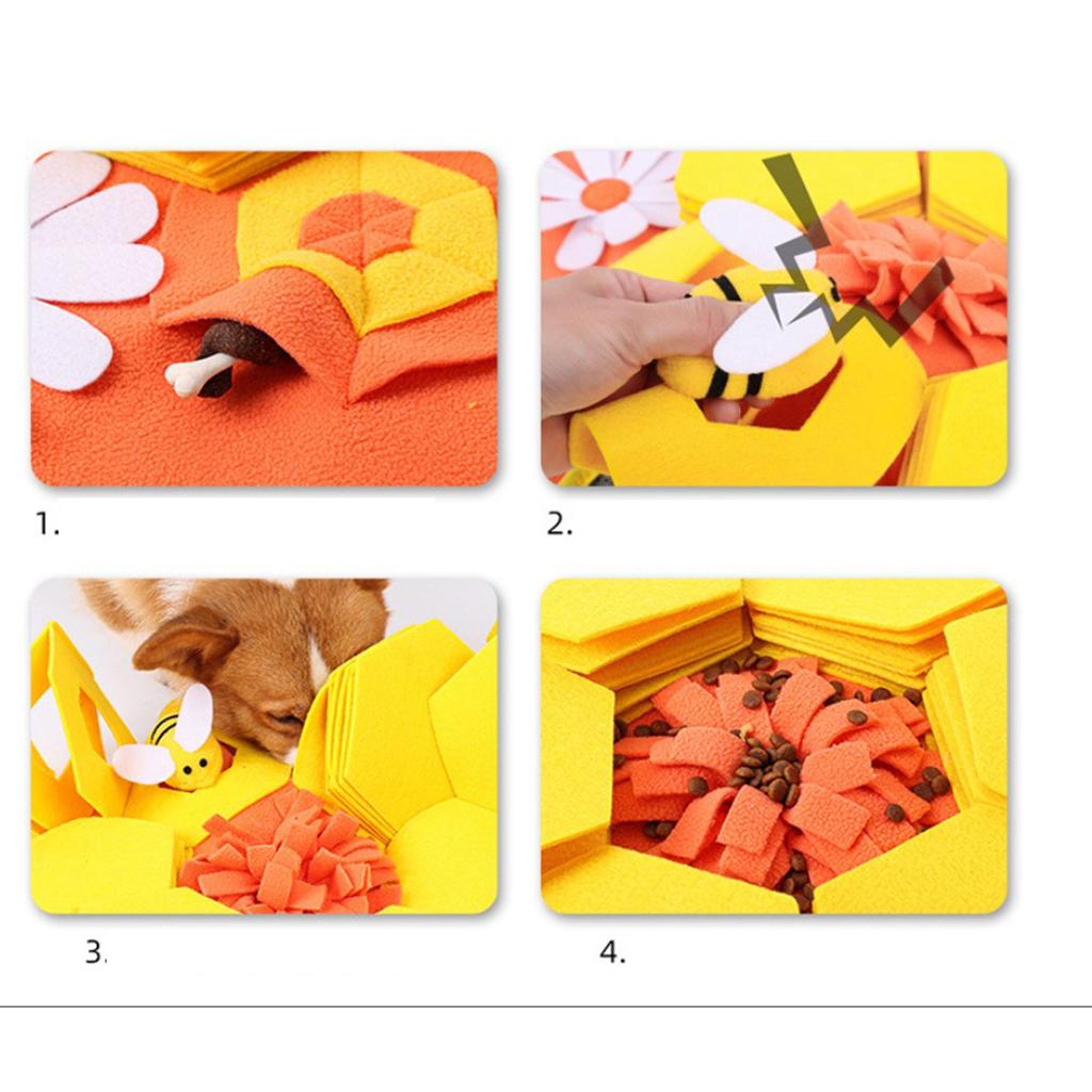 Dog Bee Snuffle Pad Cushion Interactive Slow Feeder Fun Toy Stress Relief