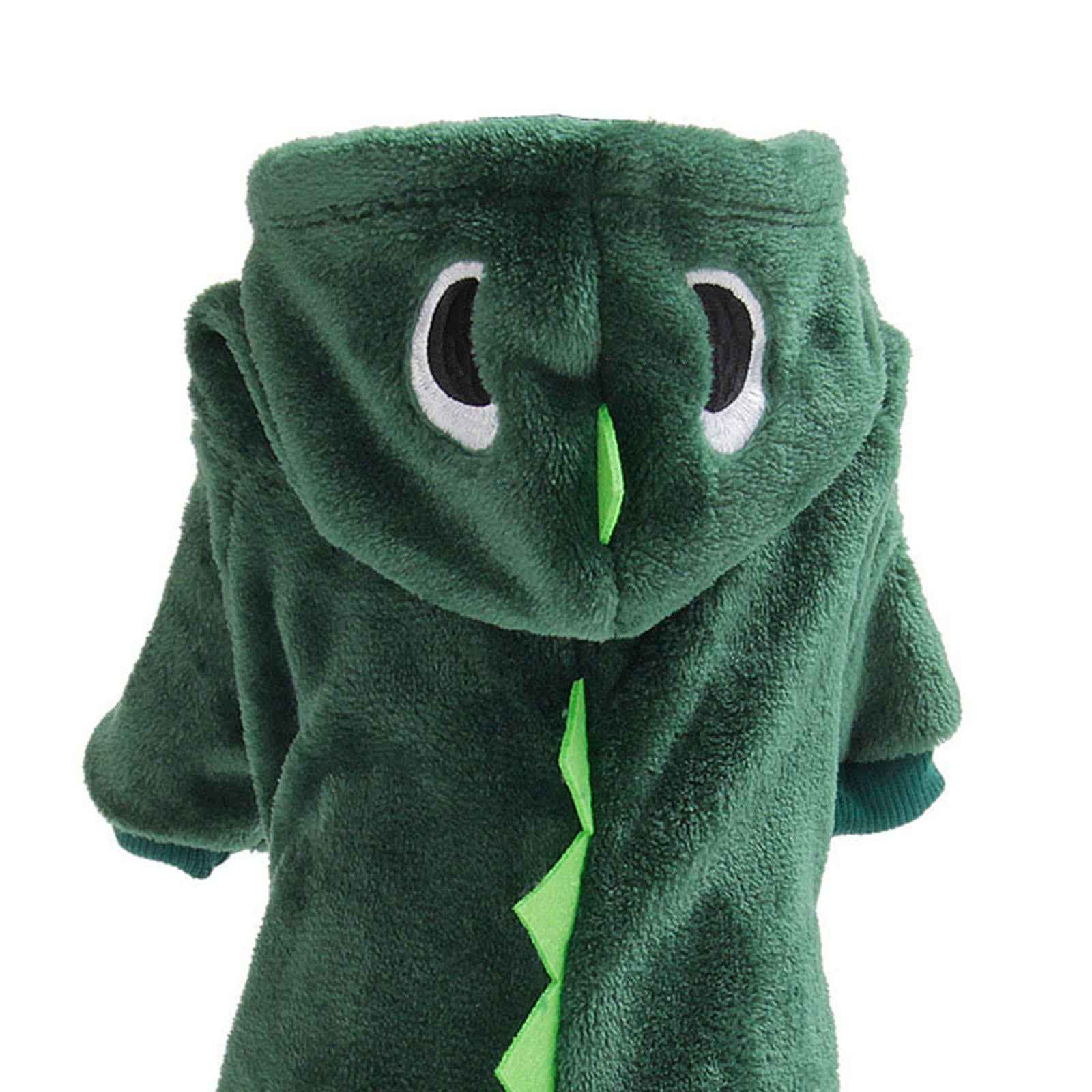 Dog Clothes Dinosaur Jumpsuits Fleece Hoodie Pajamas Jacket Cute Fancy Dress Dark Green S