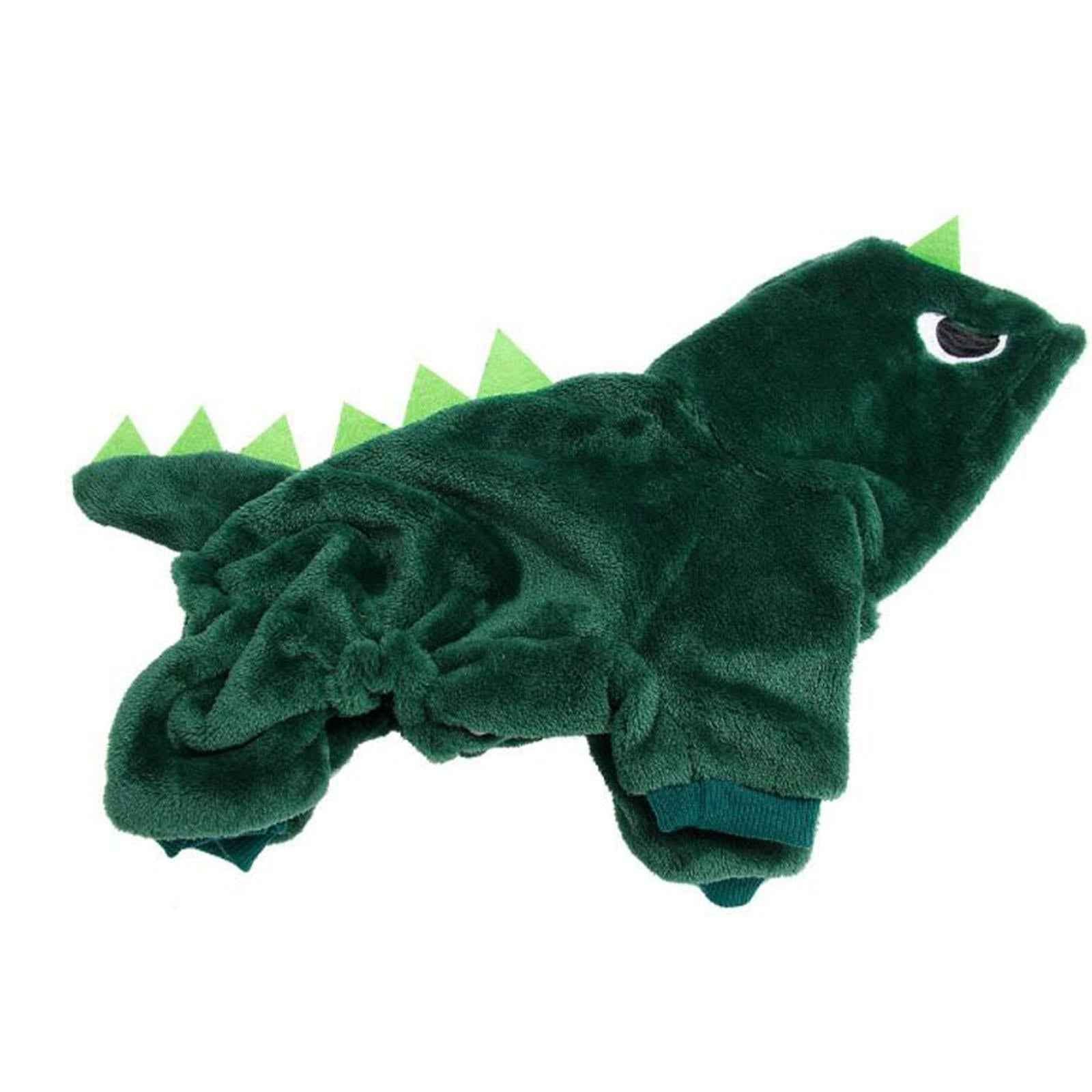 Dog Clothes Dinosaur Jumpsuits Fleece Hoodie Pajamas Jacket Cute Fancy Dress Dark Green S