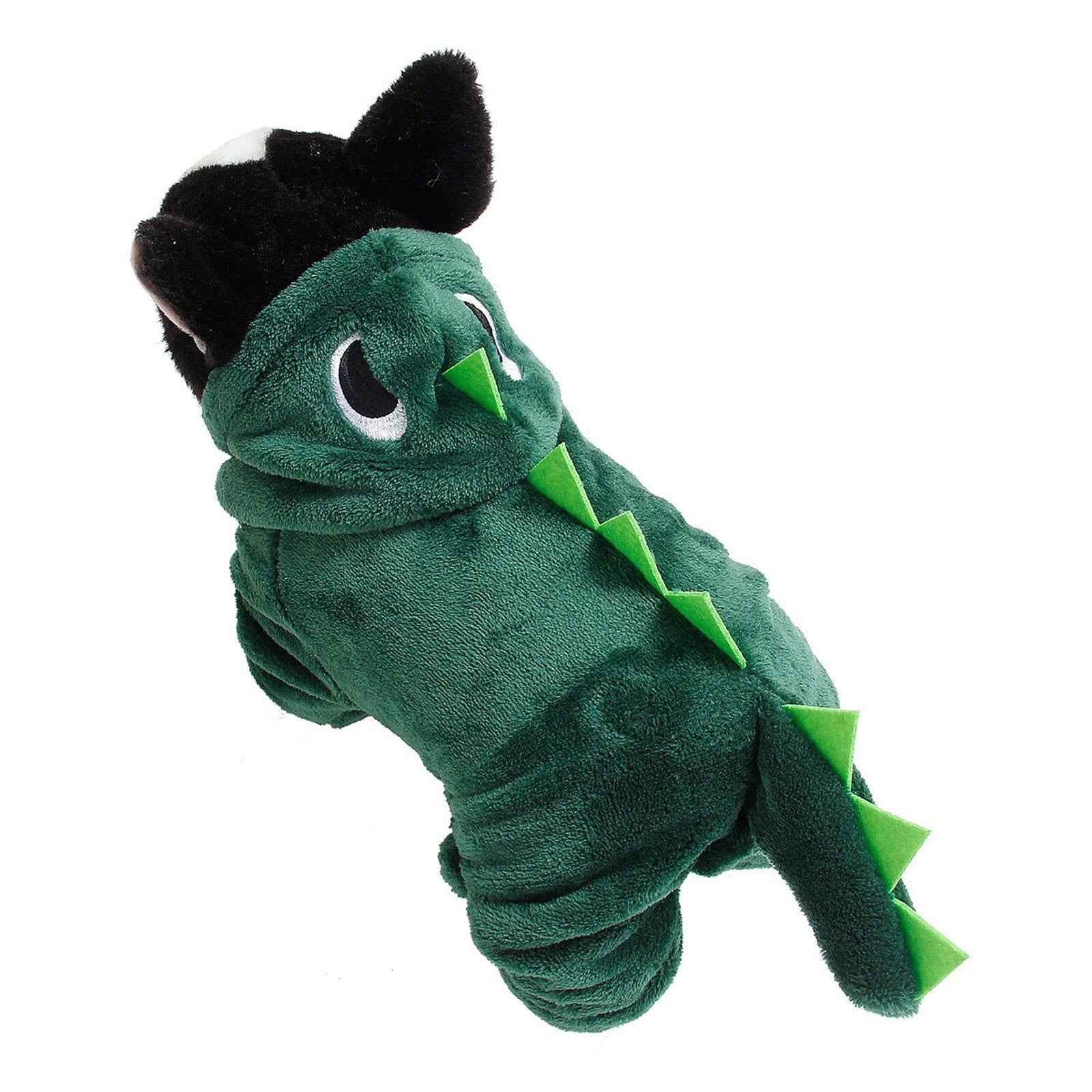 Dog Clothes Dinosaur Jumpsuits Fleece Hoodie Pajamas Jacket Cute Fancy Dress Dark Green S