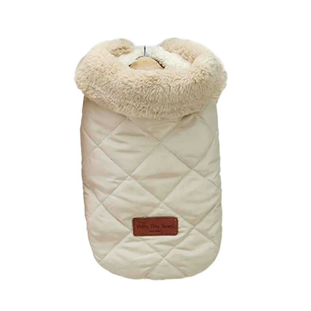 Autumn Winter Padded Vest Dog Jacket Pet Clothes Warm Supplies Beige L