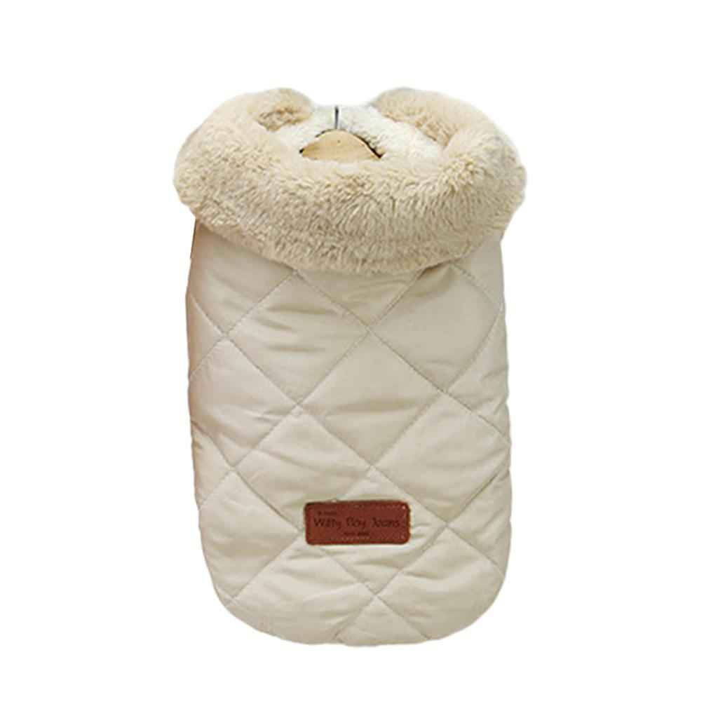 Autumn Winter Padded Vest Dog Jacket Pet Clothes Warm Supplies Beige L