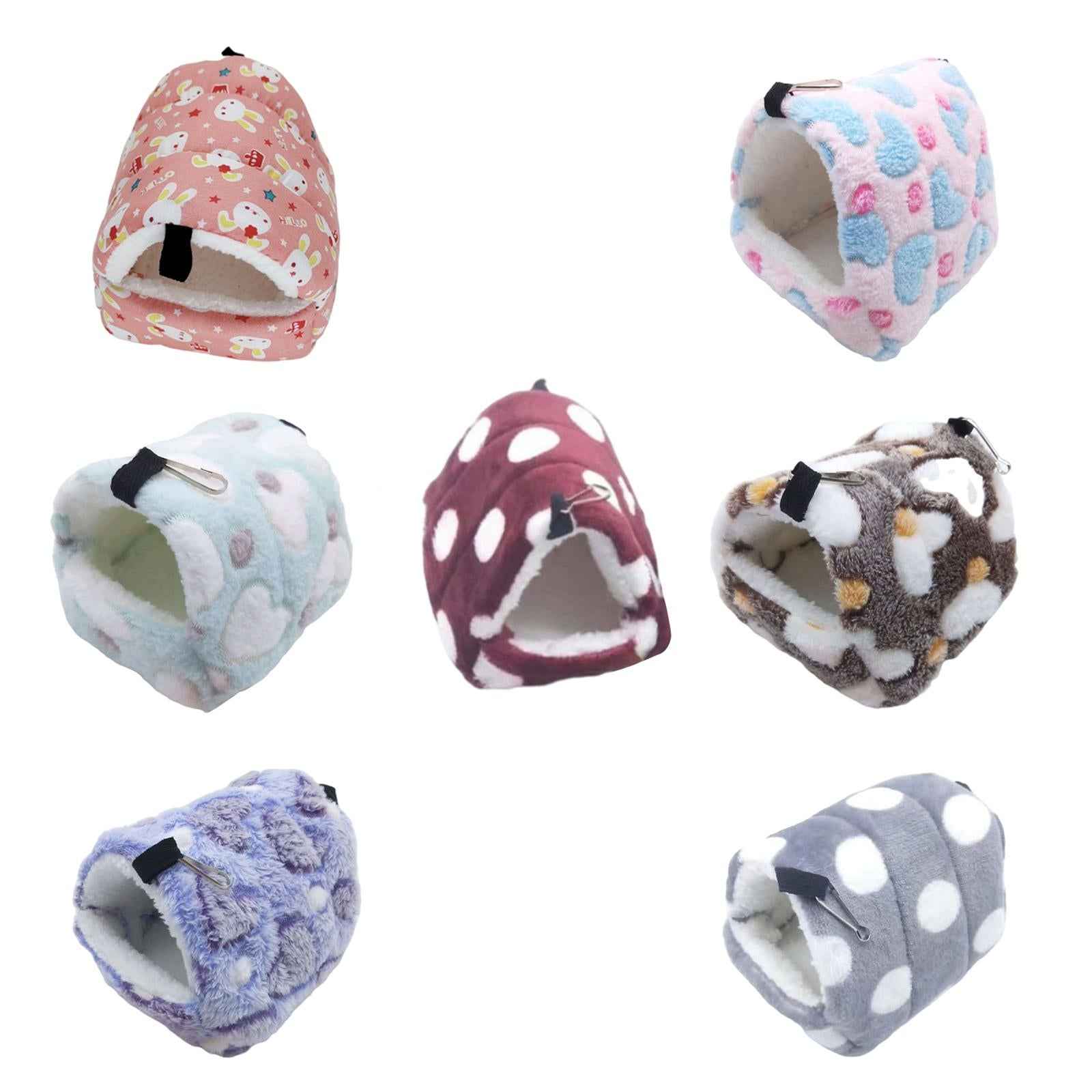 Guinea Pig Bed Cave Cozy Hamster House Rest Nest Pink Cartoon Pattern