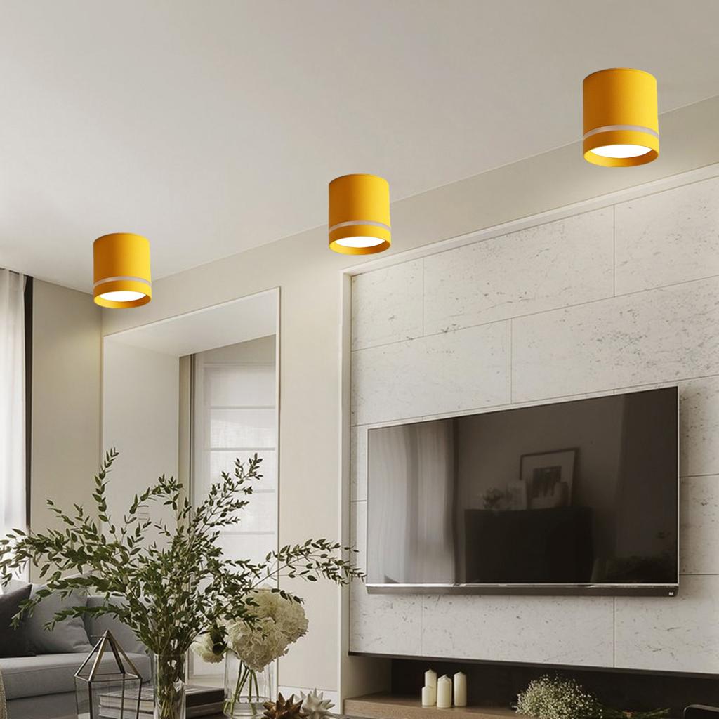 Cylinder Ceiling Light LED Downlight Fixtures Office Bedroom Lighting Yellow