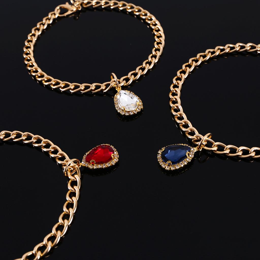 Dog Collar Gem Rhinestone Bling Necklace Diamante Water Drop Pet Puppy Cat Red
