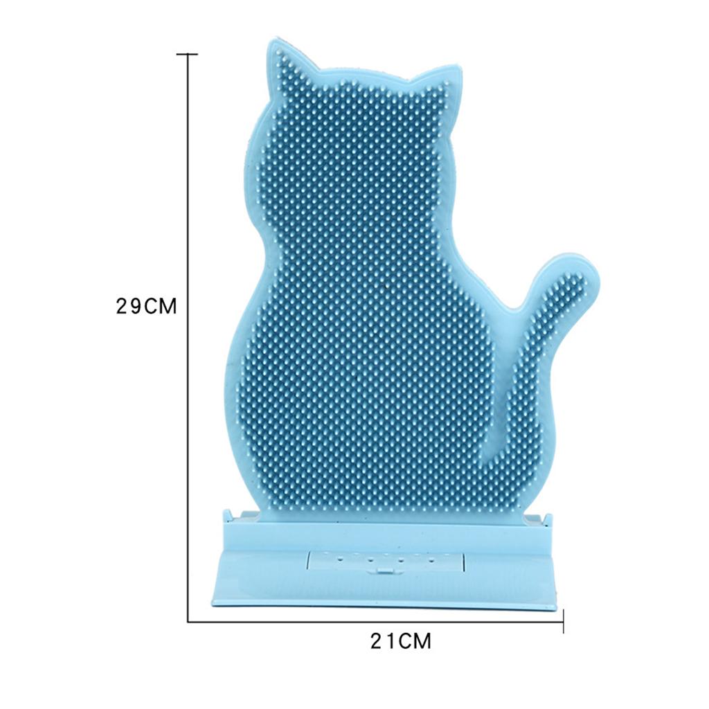 Cat Self Groomer Brush Wall Corner Grooming Massage Tickling Comb Blue
