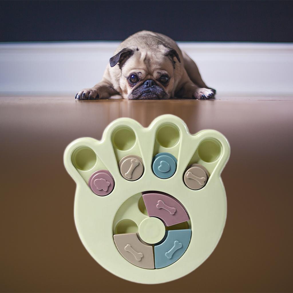 Dog Food Feeder Pet Puzzle Activity Toys Game Training Bowl Interactive Play Paw Green