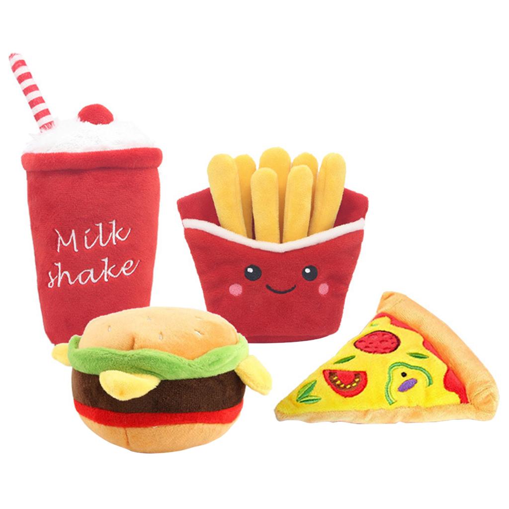 Dog Squeaky Toy Durable Funny Reducing Boredom Fast Food Shape Hamburger
