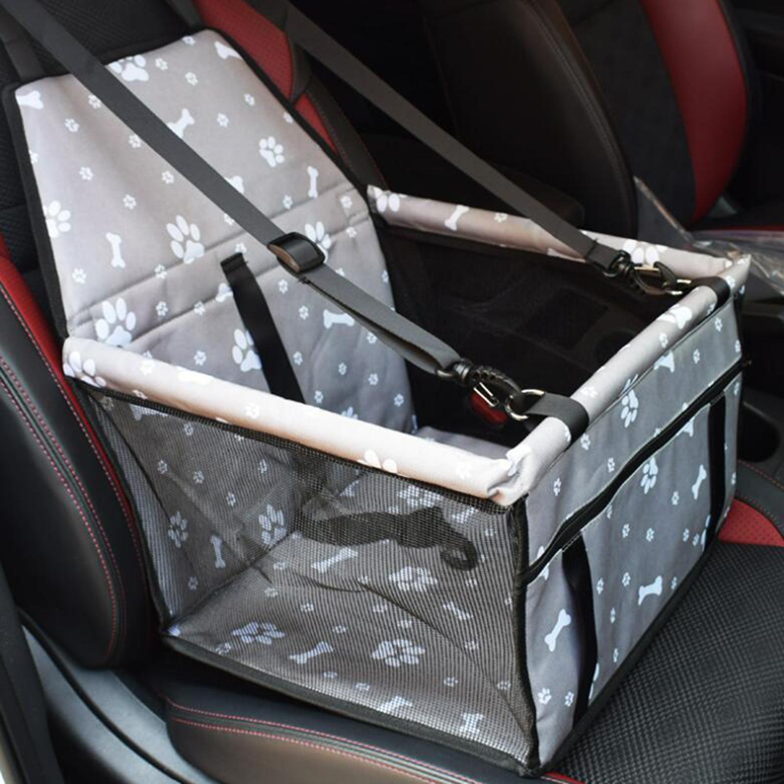 Car Dog Cat Seat Cover Safe Protector Waterproof Hammock Cushion Bag Seat Gray Bone Print