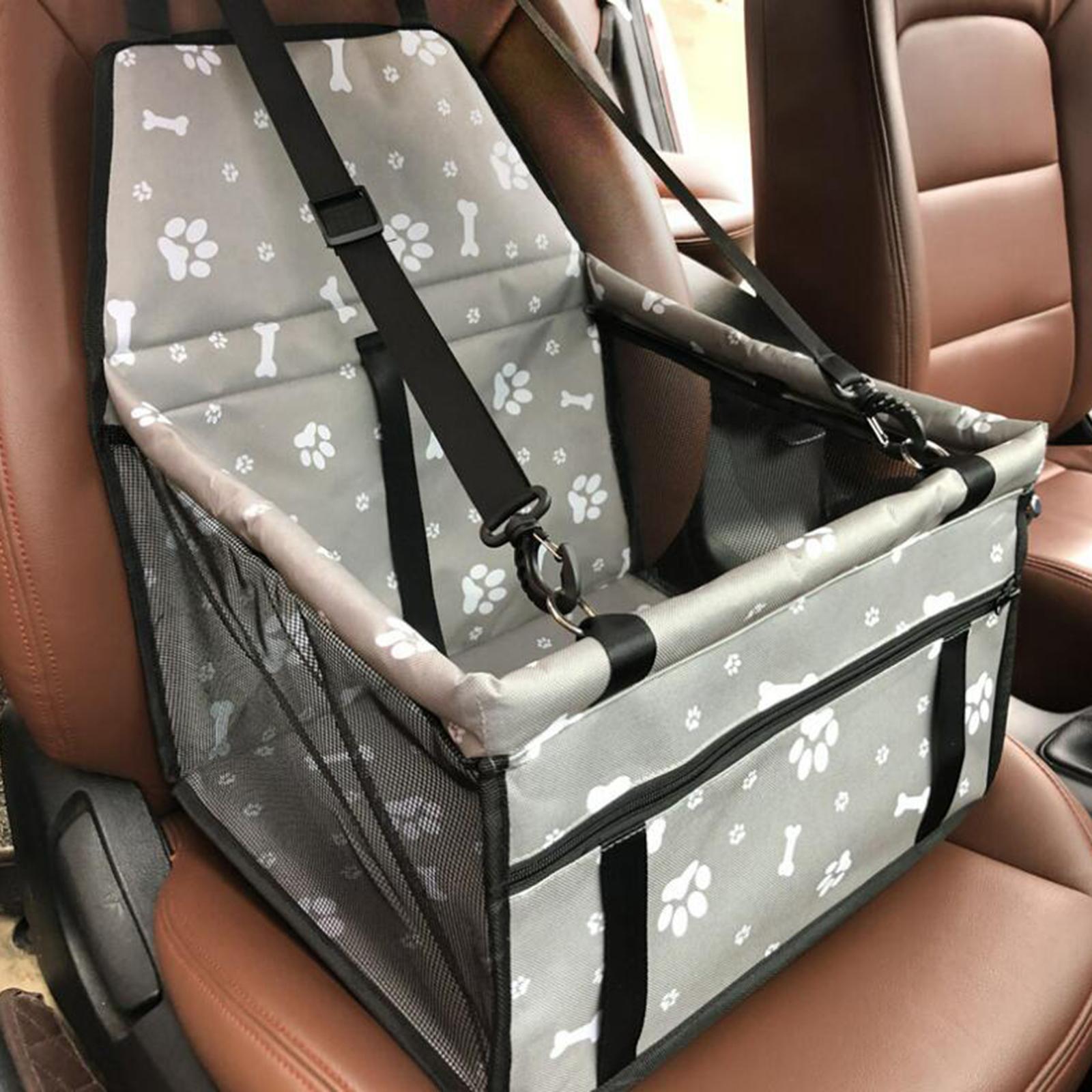 Car Dog Cat Seat Cover Safe Protector Waterproof Hammock Cushion Bag Seat Gray Bone Print