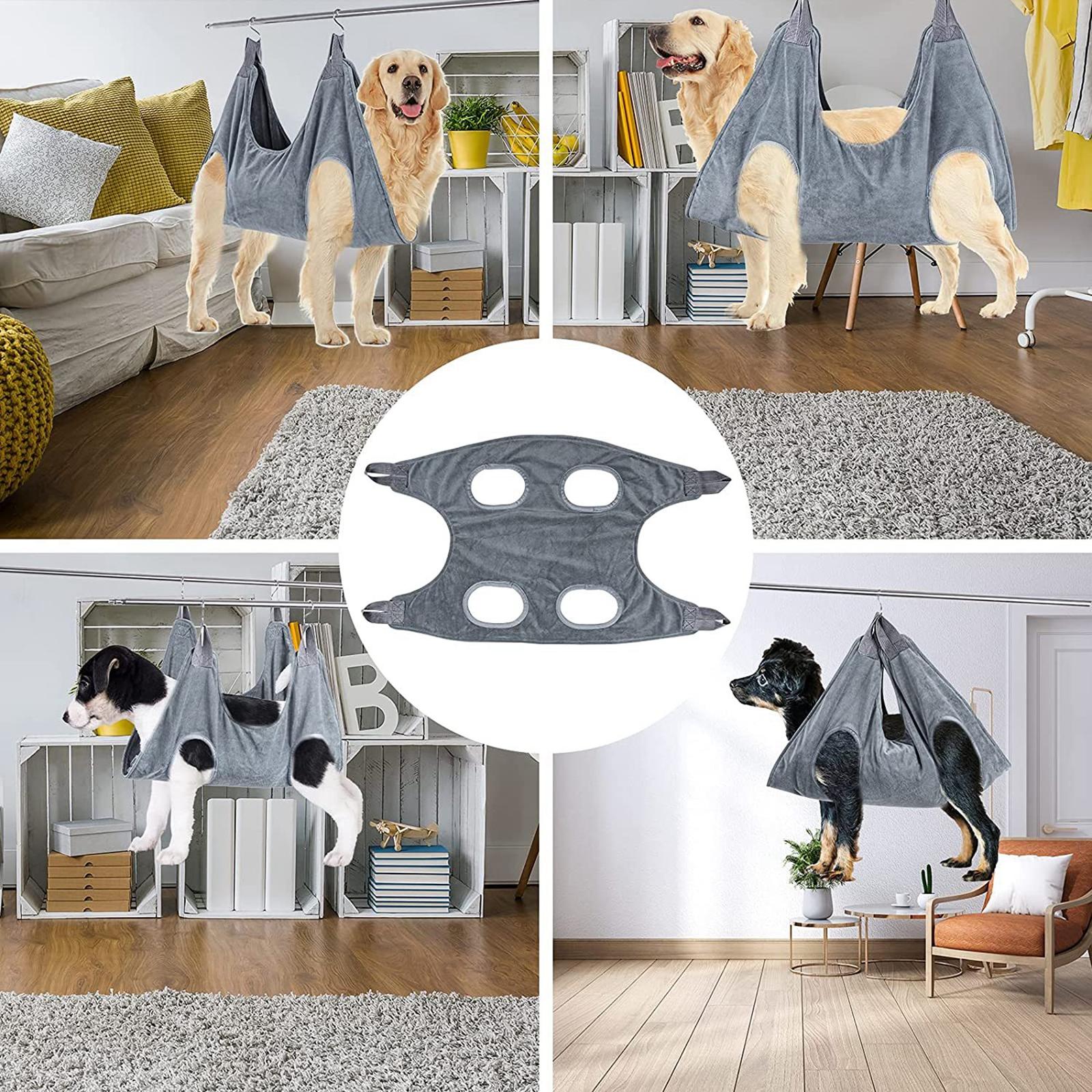 Dog Grooming Hammock Restraint Bag 2 Hooks Dogs Sling Puppy Bathing Red M