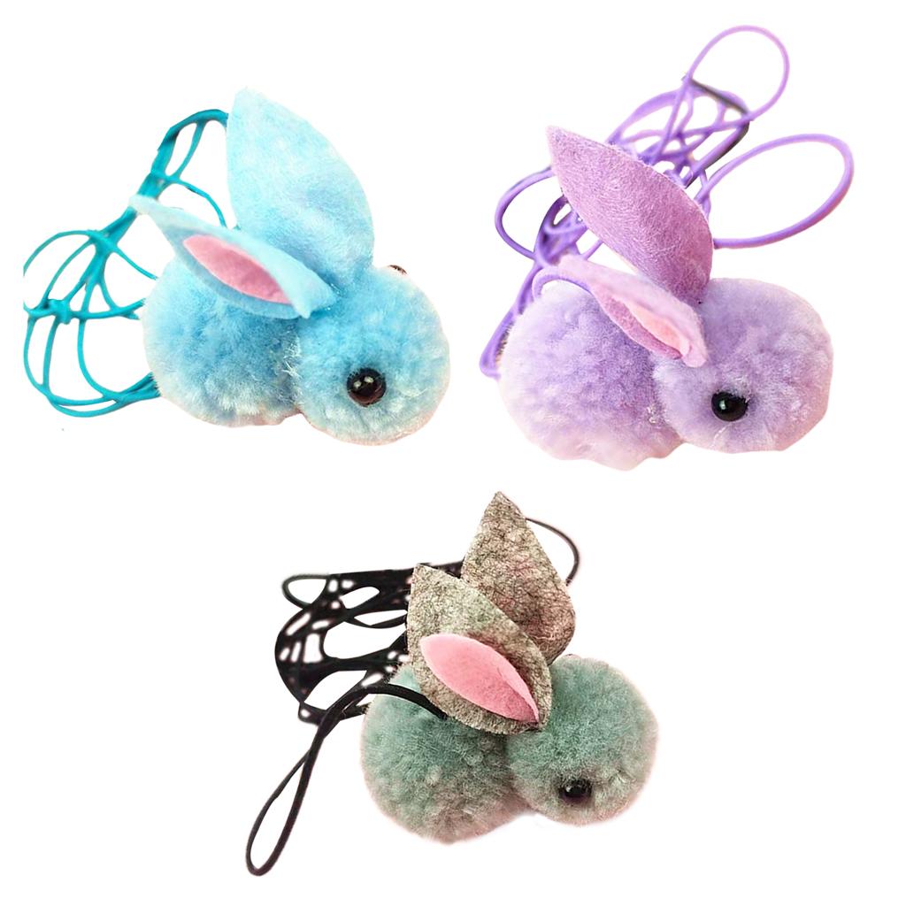 Cat Rabbit Toy Hanging Retractable Plush Exerciser Funny Cat Toys for Window Blue