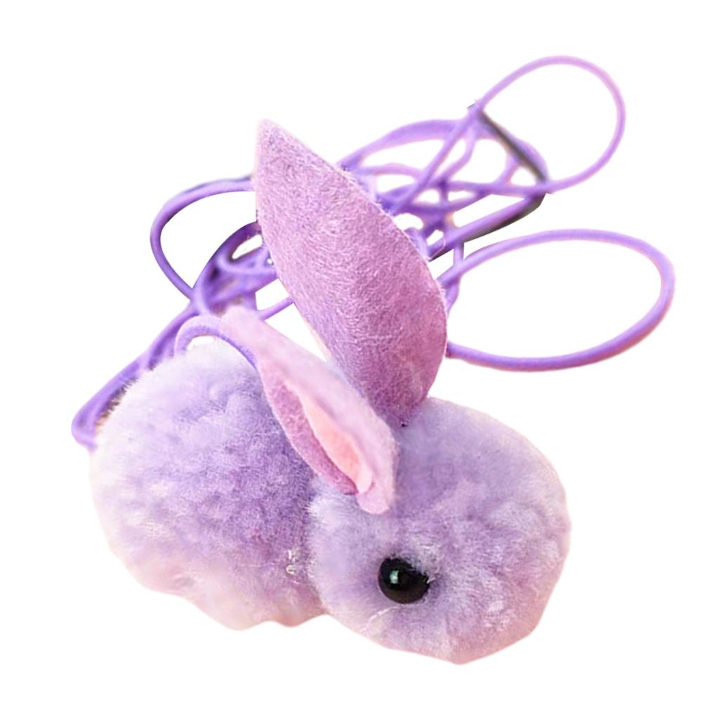 Cat Rabbit Toy Hanging Retractable Plush Exerciser Funny Cat Toys for Window Purple