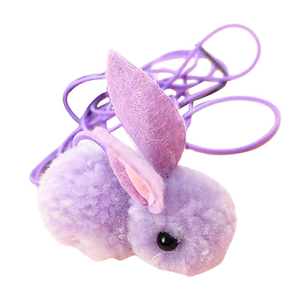 Cat Rabbit Toy Hanging Retractable Plush Exerciser Funny Cat Toys for Window Purple
