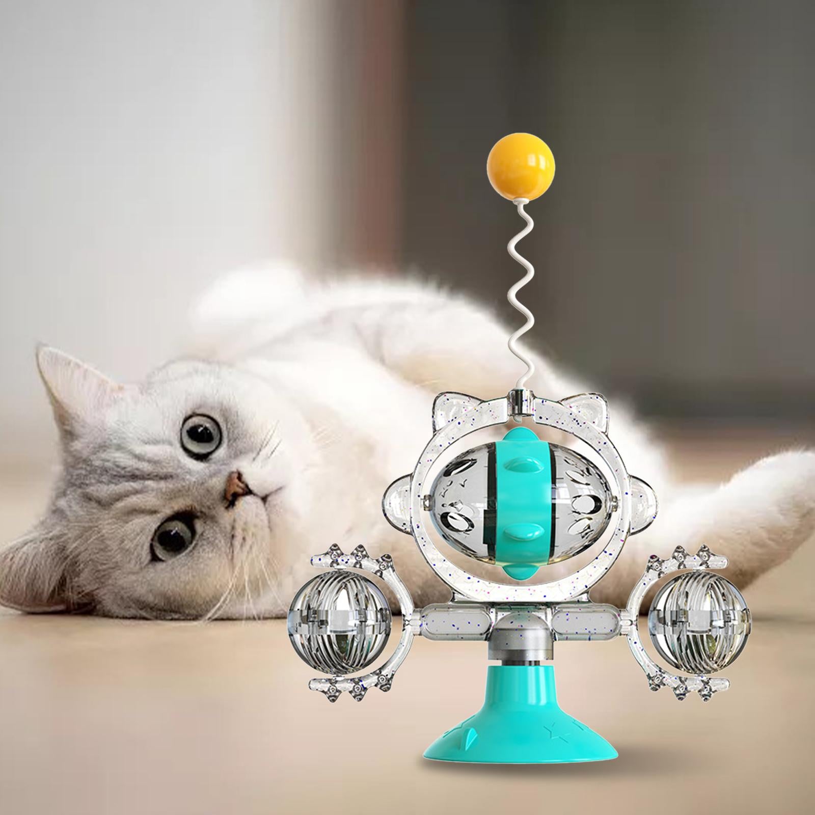 Cats Interactive Pinwheel Toy Rotatable for Dogs Pets Training Indoor Blue