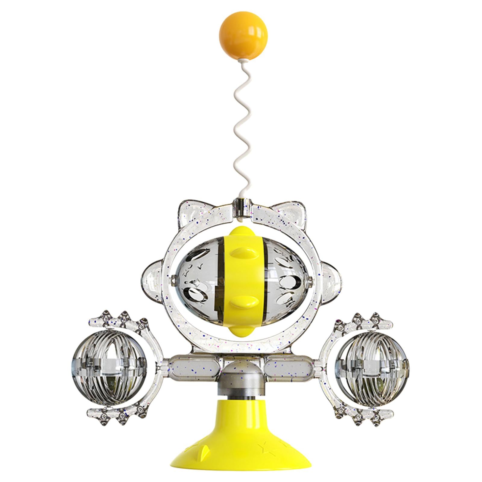Cats Interactive Pinwheel Toy Rotatable for Dogs Pets Training Indoor Yellow