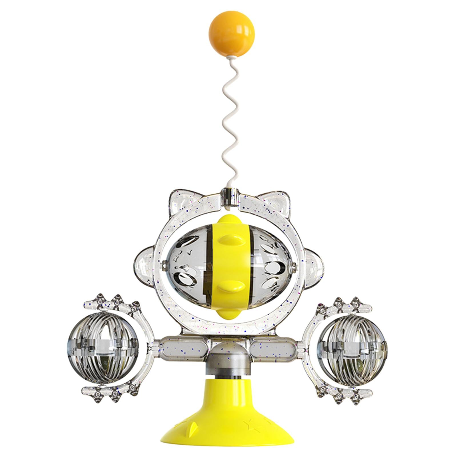 Cats Interactive Pinwheel Toy Rotatable for Dogs Pets Training Indoor Yellow