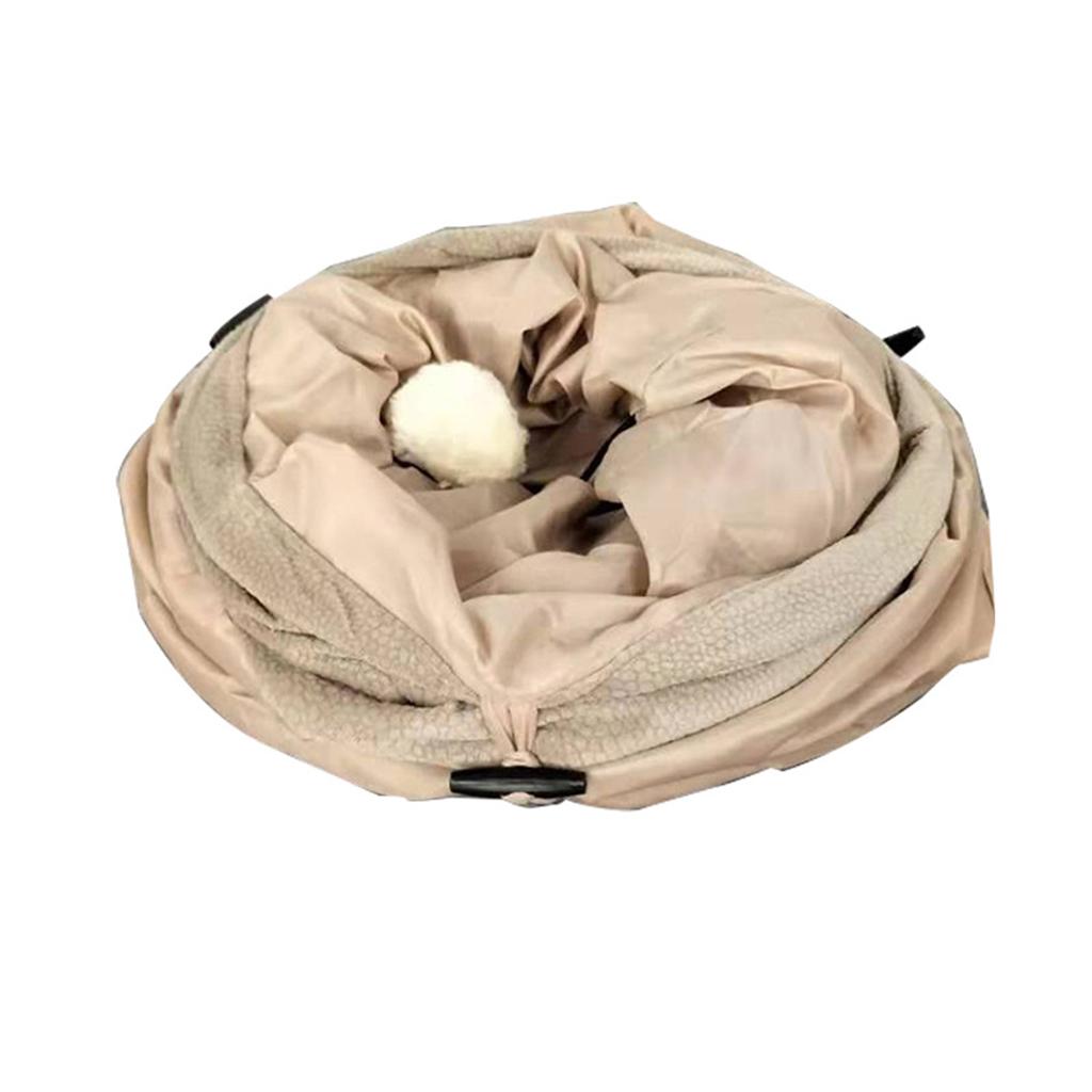Cat Tunnel Interactive Play with Ball Peek Hole for Dogs Kitten wheat color