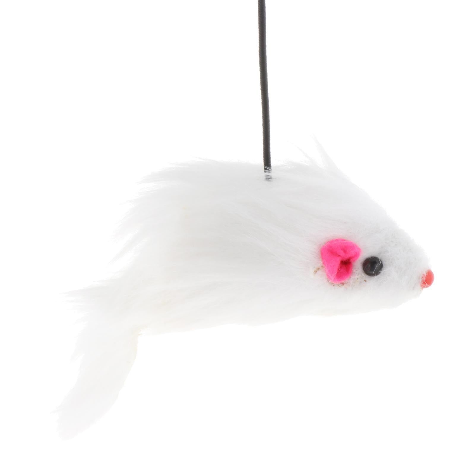 Cat Mouse Toy Plush Mice Hanging Door Pet Toy Funny Cat Toys for Indoor Cats White