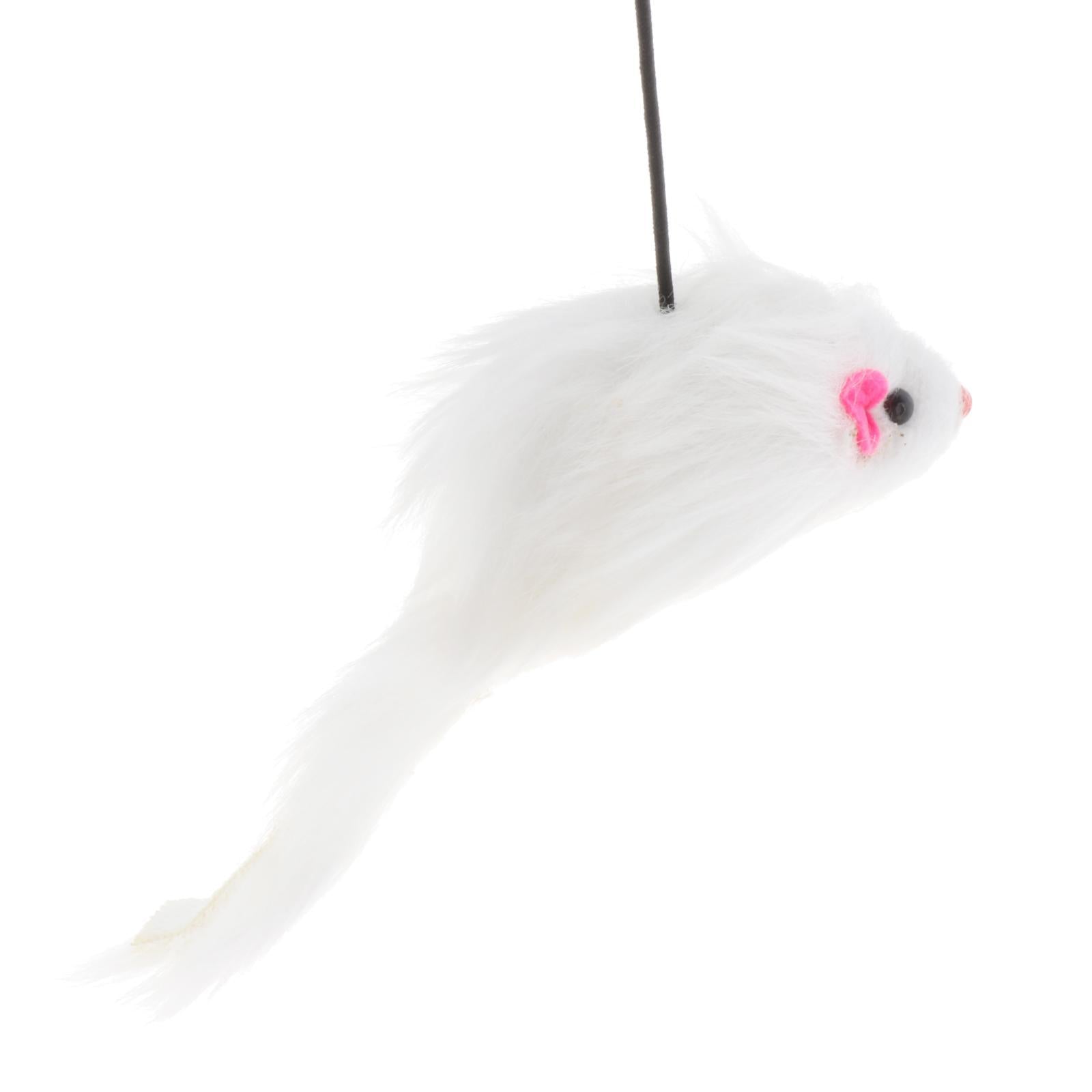 Cat Mouse Toy Plush Mice Hanging Door Pet Toy Funny Cat Toys for Indoor Cats White